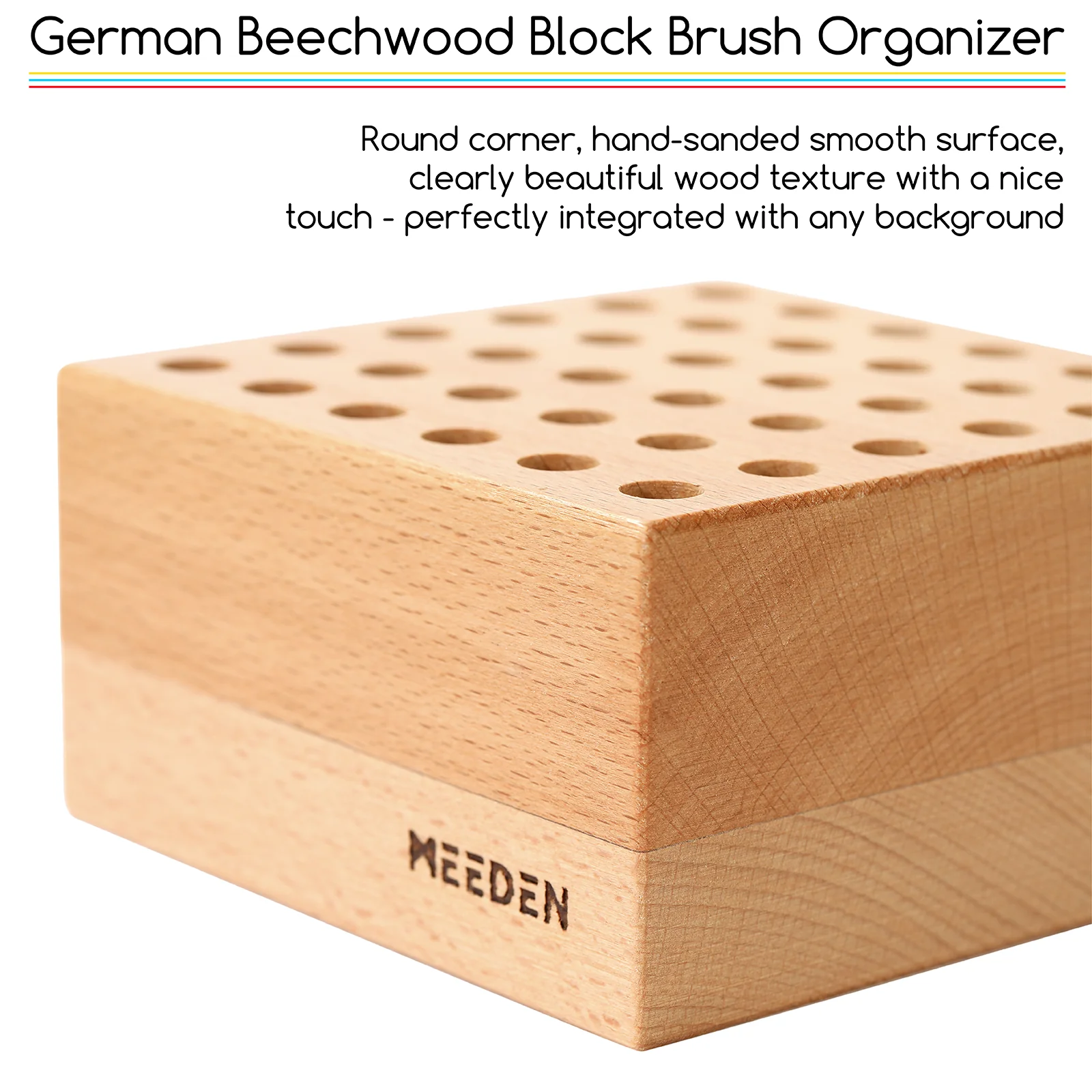 MEEDEN Beechwood Pencil and Brush Holder - 36 Holes - Image 4