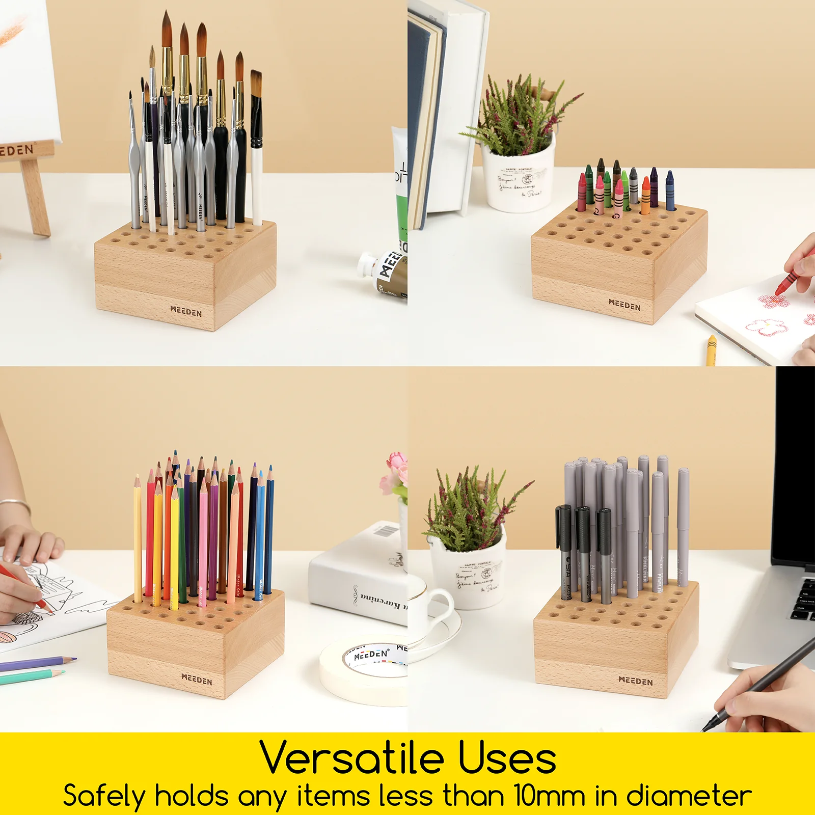 MEEDEN Beechwood Pencil and Brush Holder - 36 Holes - Image 5