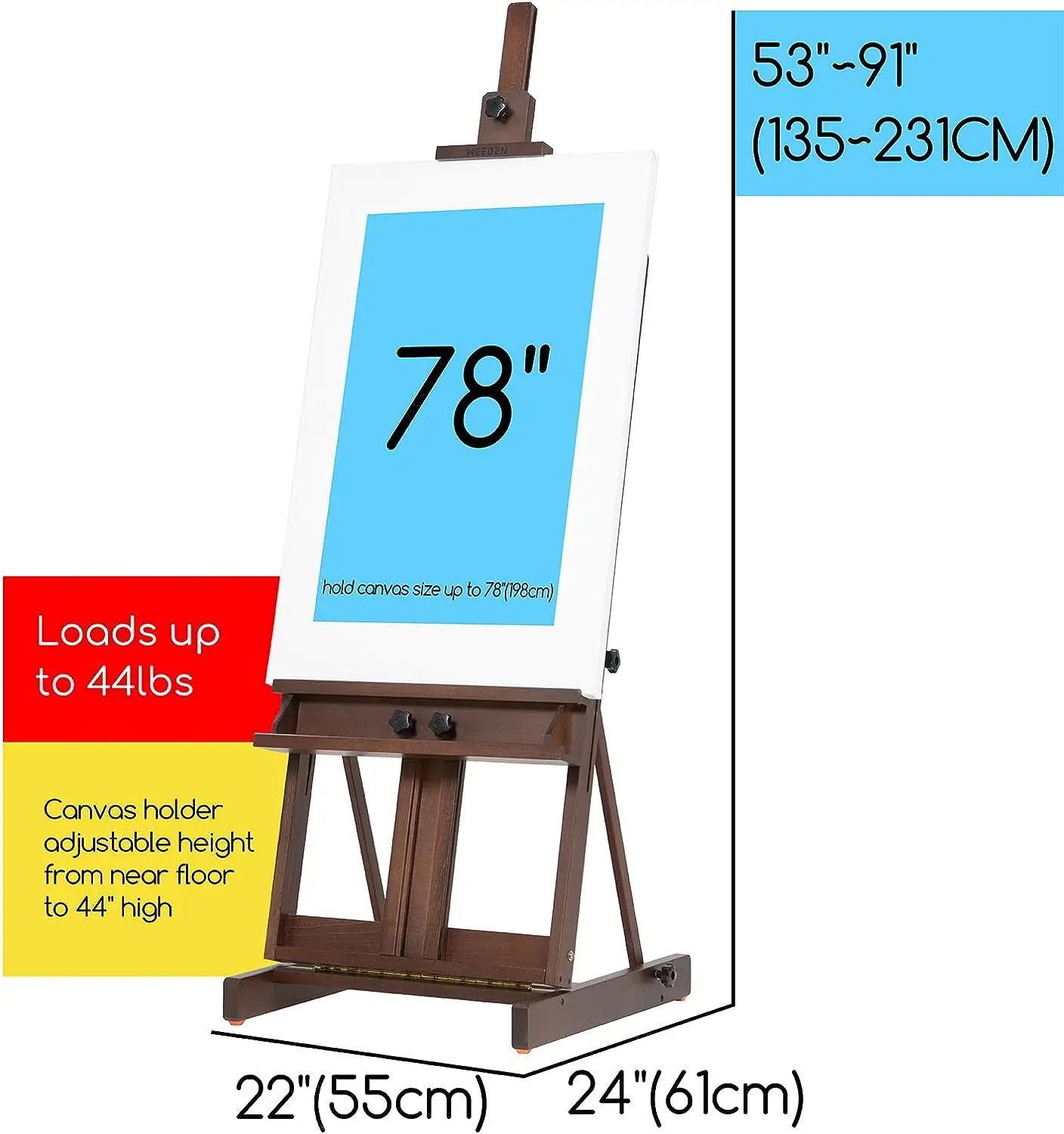 MEEDEN Classic Heavy Duty H-Frame Artist Easel-Walnut-DW01 - Image 3