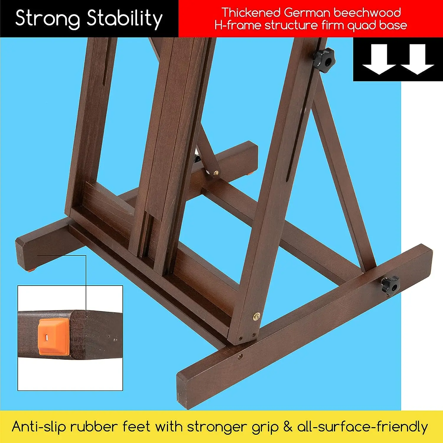 MEEDEN Classic Heavy Duty H-Frame Artist Easel-Walnut-DW01 - Image 4