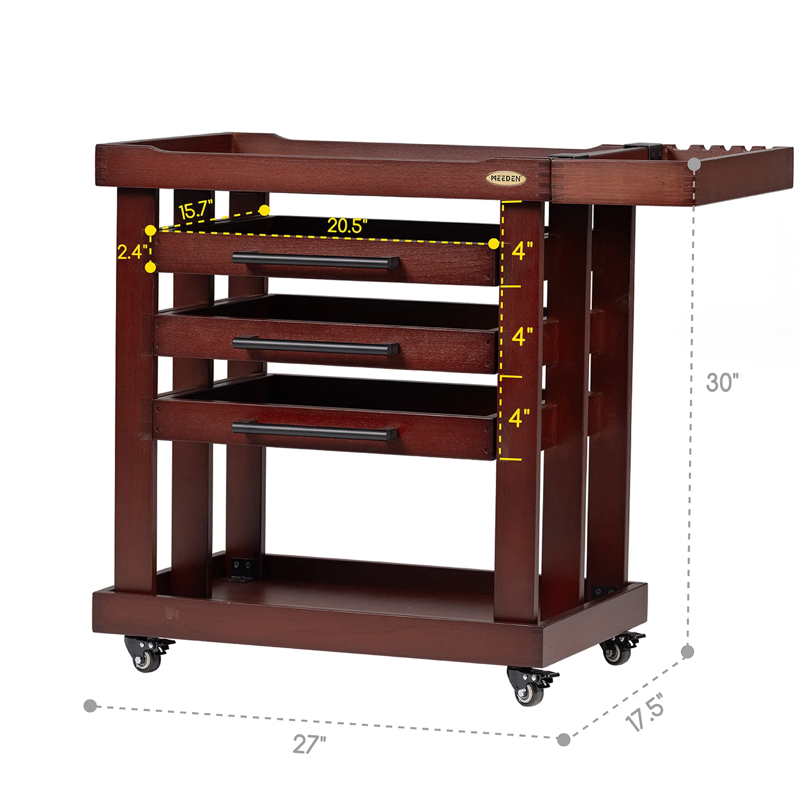 MEEDEN Deluxe Artist Supplies Storage Cart, 5-Tier Taboret- Dark Walnut-W13H - Image 6