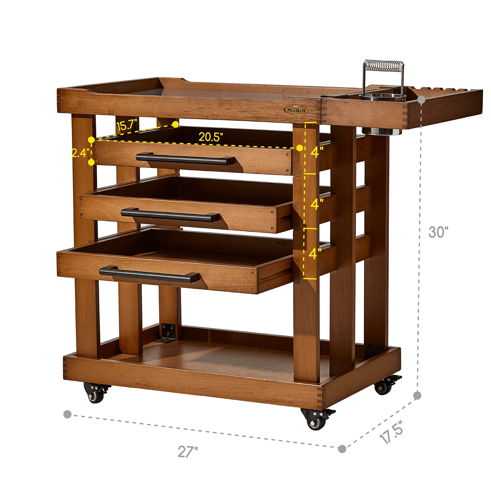MEEDEN Deluxe Artist Supplies Storage Cart, 5-Tier Taboret-Walnut-W13H - Image 7
