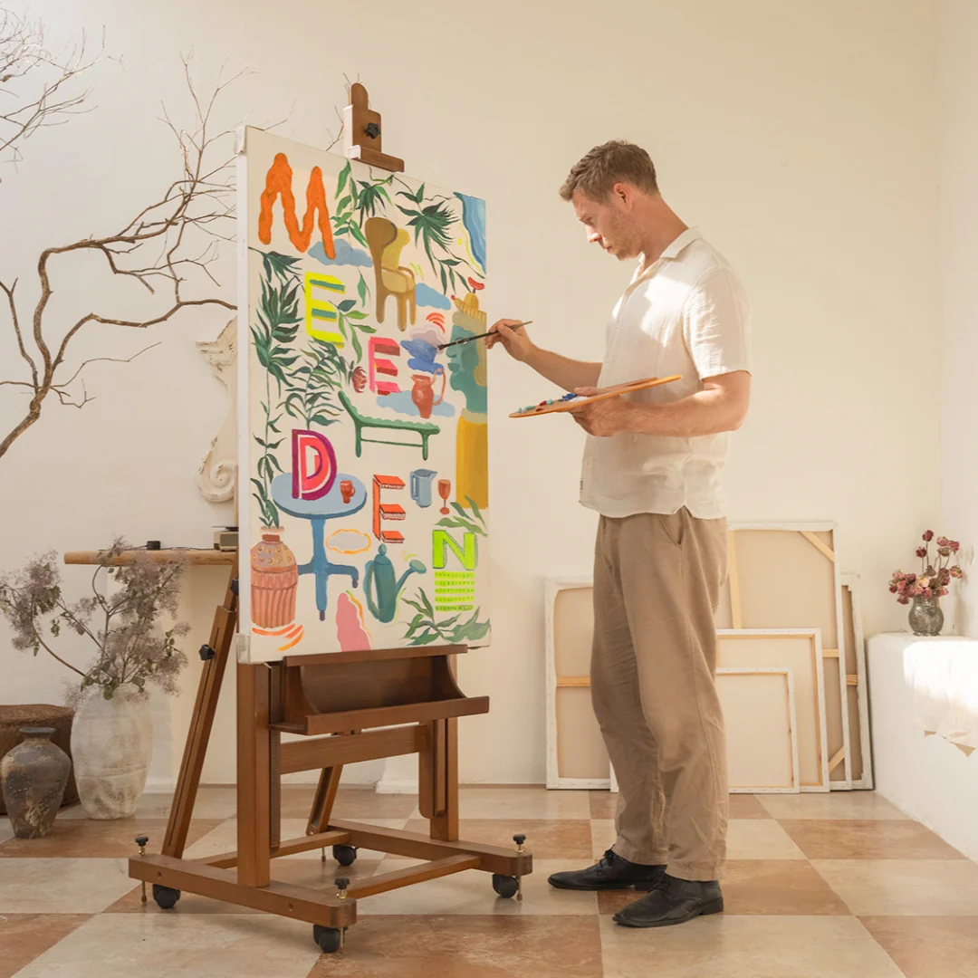 MEEDEN Enlarged Heavy-Duty H-Frame Artist Easel - W11 Pro Walnut - Image 2