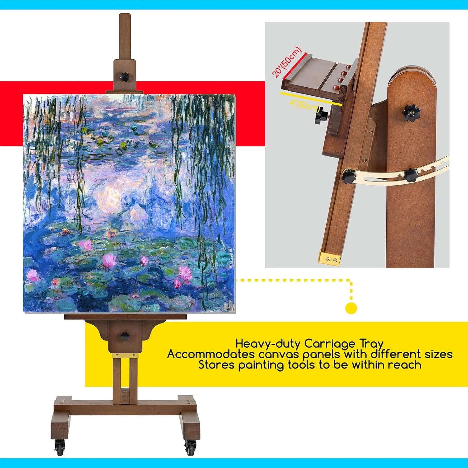 MEEDEN Extra Large Adjustable Artist Easel Stand, Walnut-DHJ-11 - Image 6