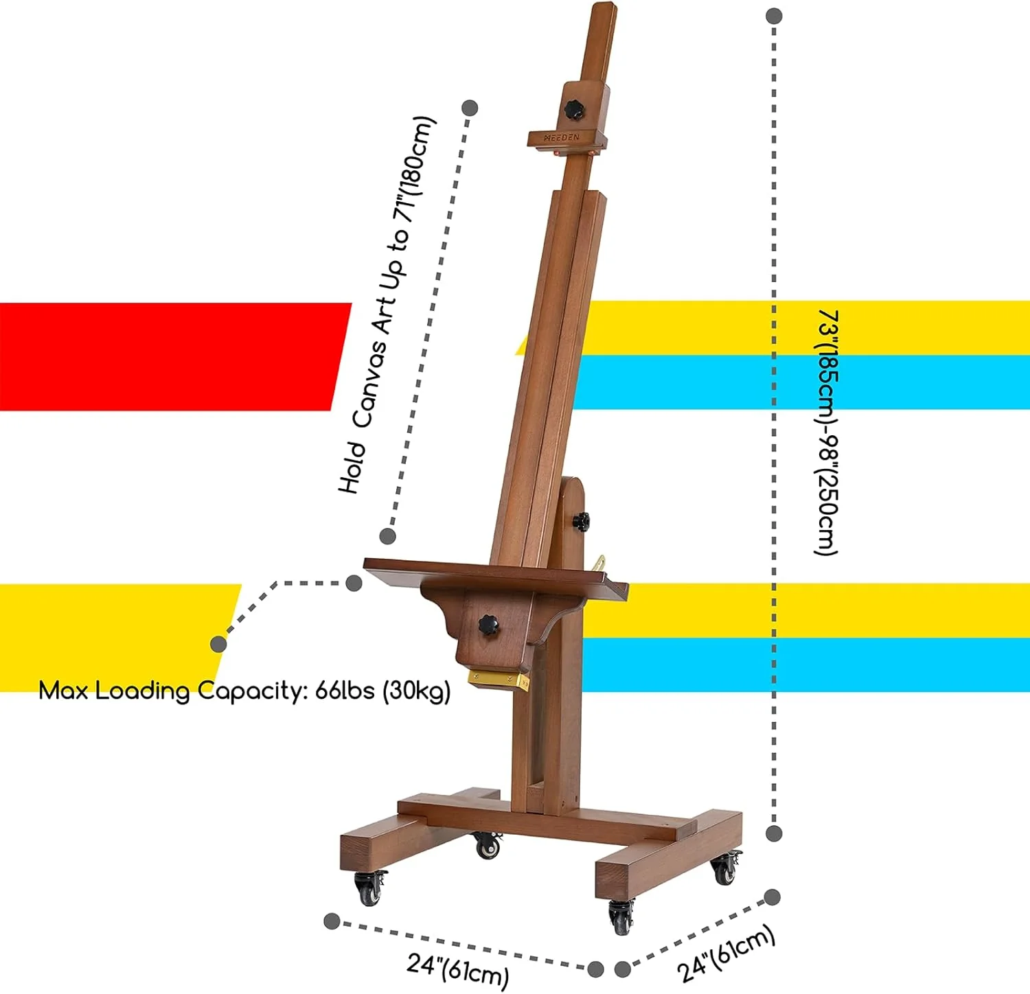 MEEDEN Extra Large Adjustable Artist Easel Stand, Walnut-DHJ-11 - Image 7