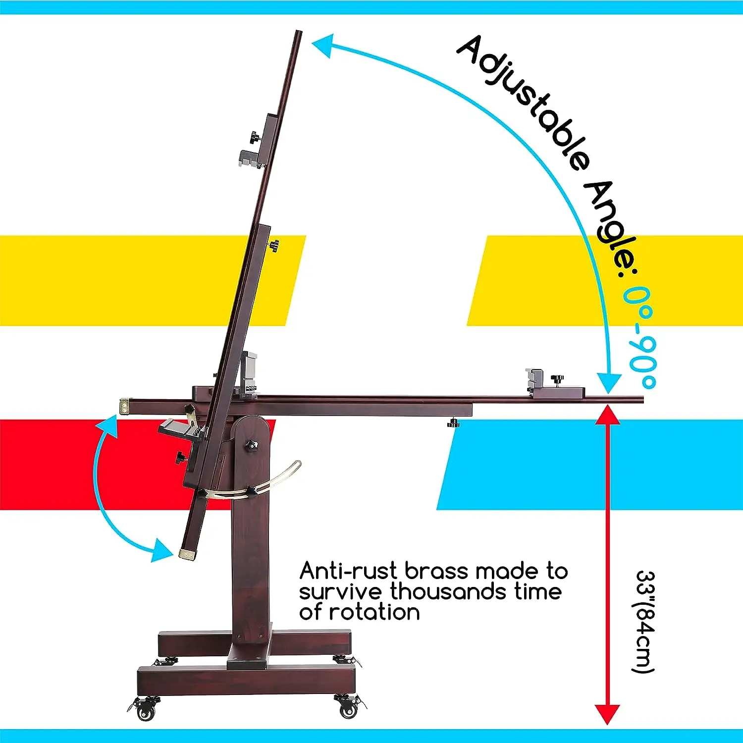 MEEDEN Extra Large Adjustable Artist Easel Stand, Dark Walnut-DHJ-11 - Image 4