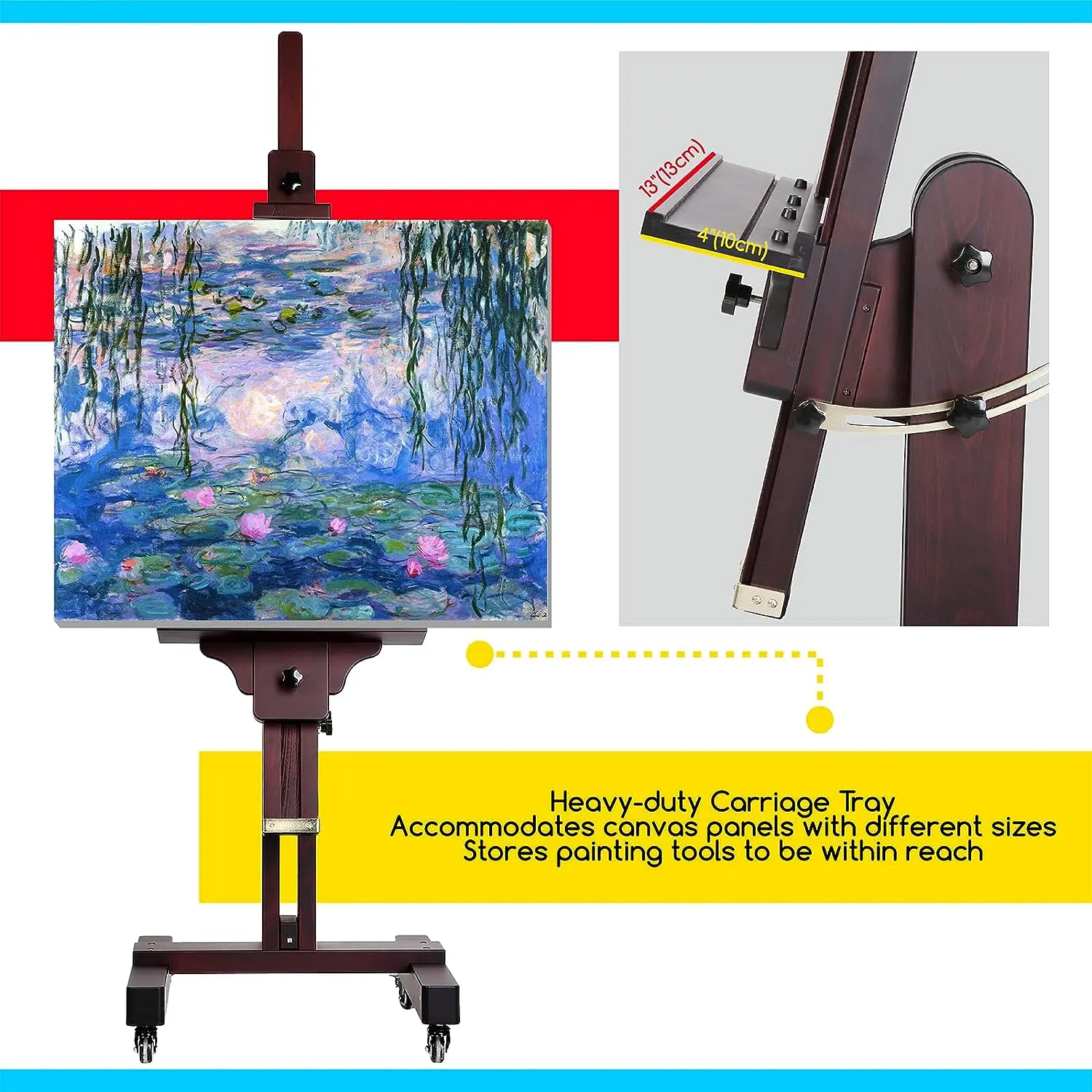 MEEDEN Extra Large Adjustable Artist Easel Stand, Dark Walnut-DHJ-11 - Image 7
