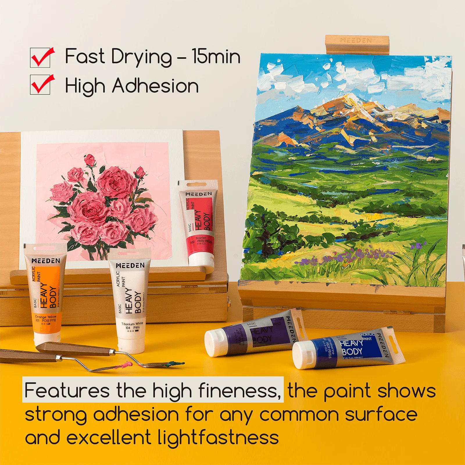MEEDEN Heavy Body Acrylic Paint 12 Basic Colors, 60ml - Image 6