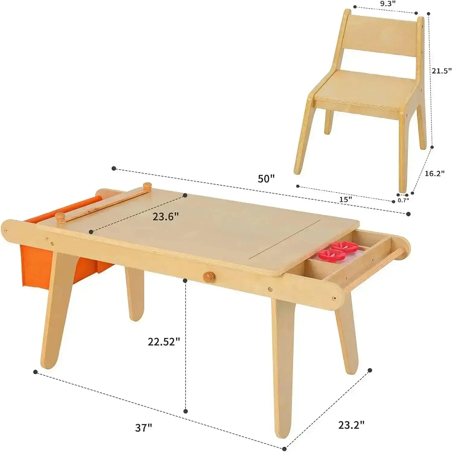 MEEDEN Kids Art Table, Solid Birch Wood Kids Table & Chair Set with Paper Roll - Image 5