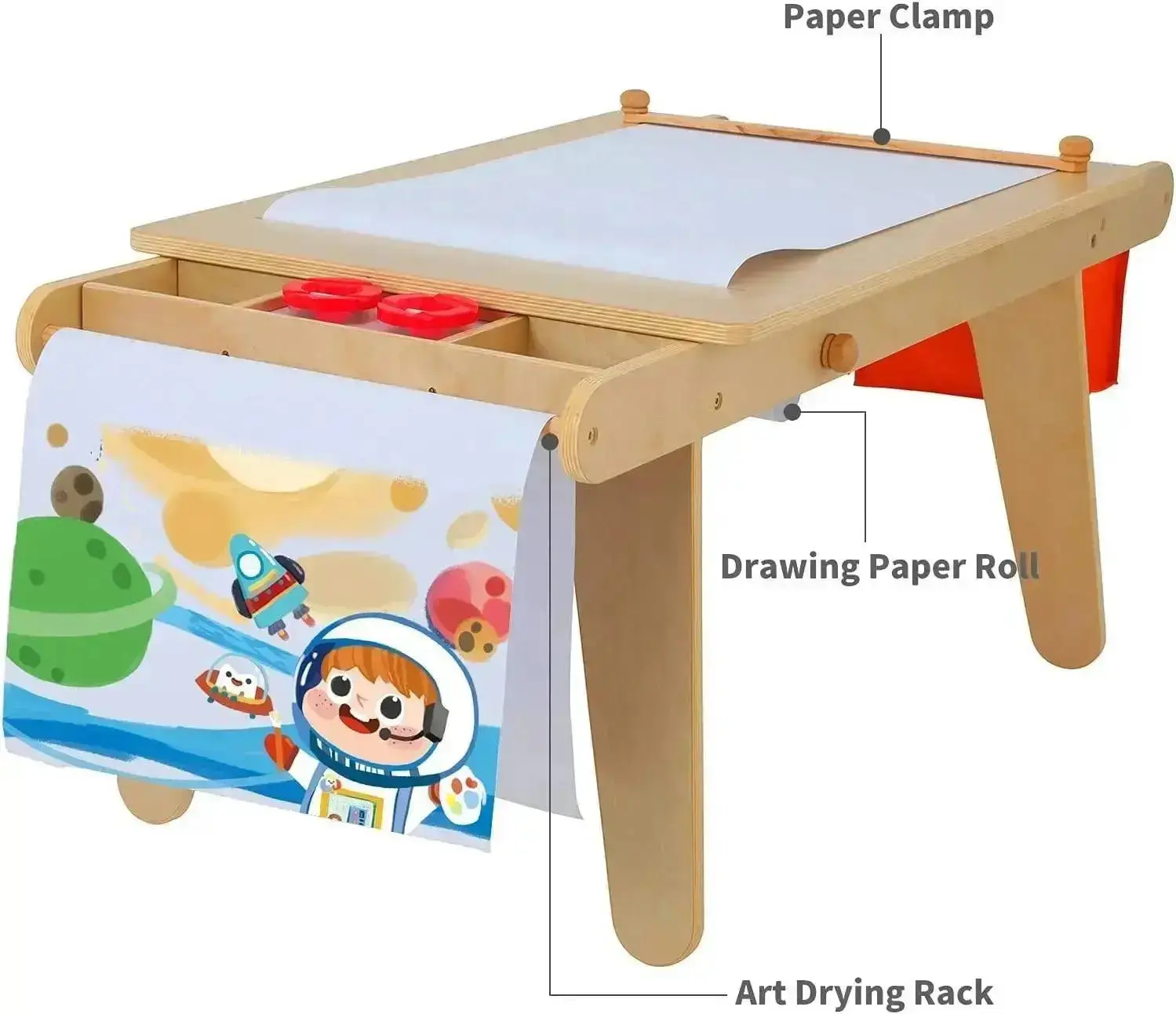 MEEDEN Kids Art Table, Solid Birch Wood Kids Table & Chair Set with Paper Roll - Image 8