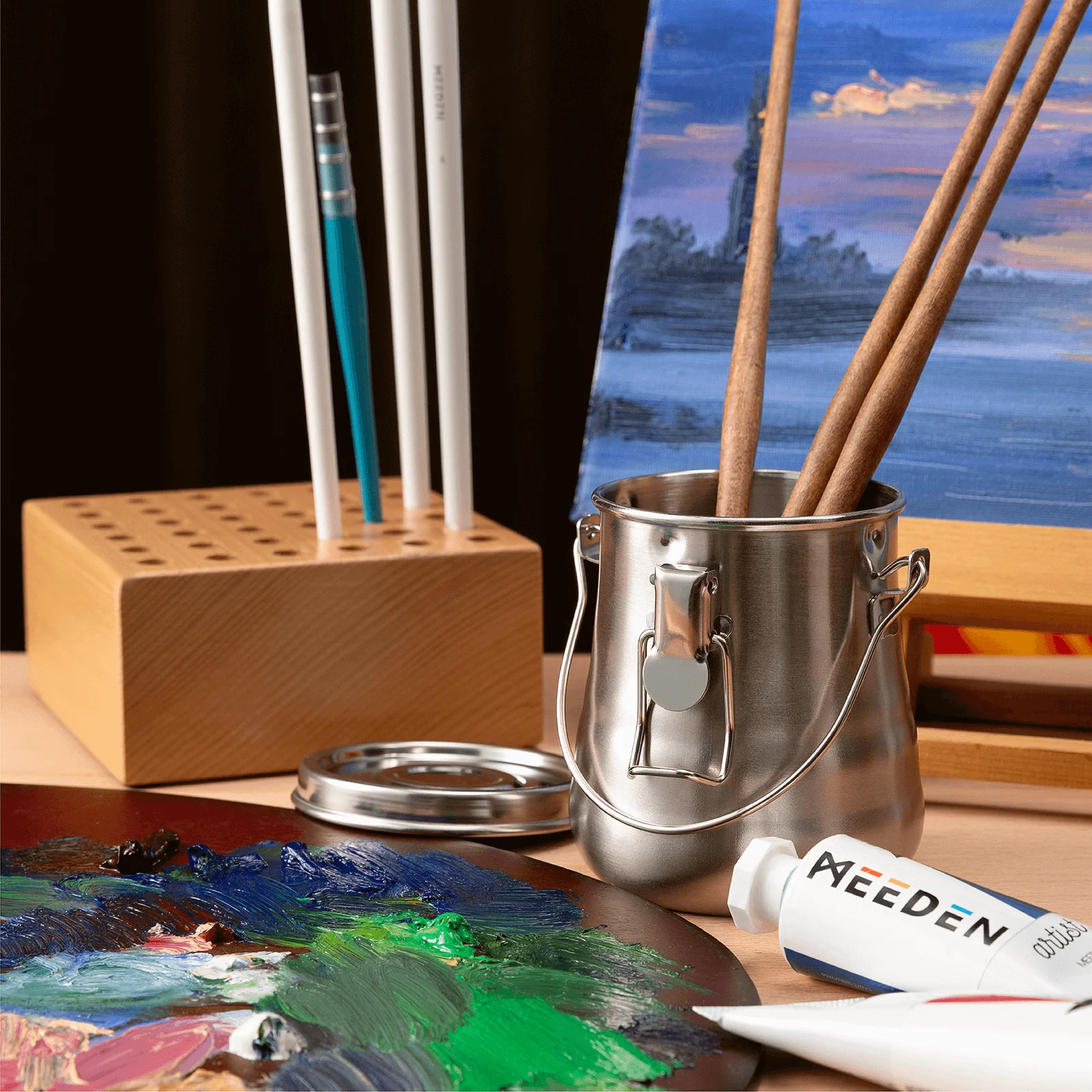 MEEDEN Portable Paint Brush Washer: Airtight Stainless Steel - Medium - Image 7