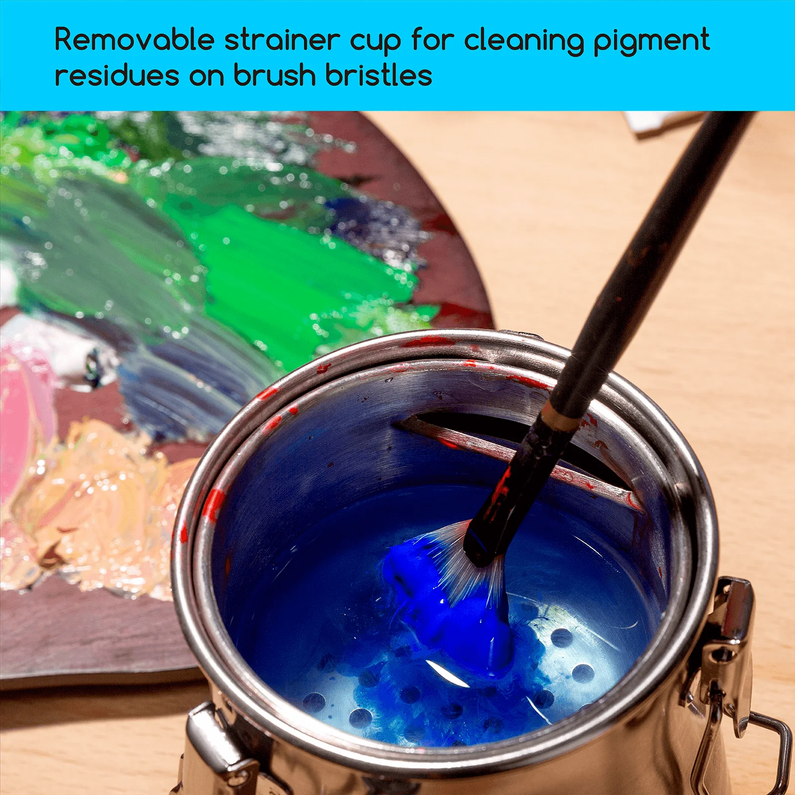 MEEDEN Portable Paint Brush Washer: Airtight Stainless Steel - Small - Image 5