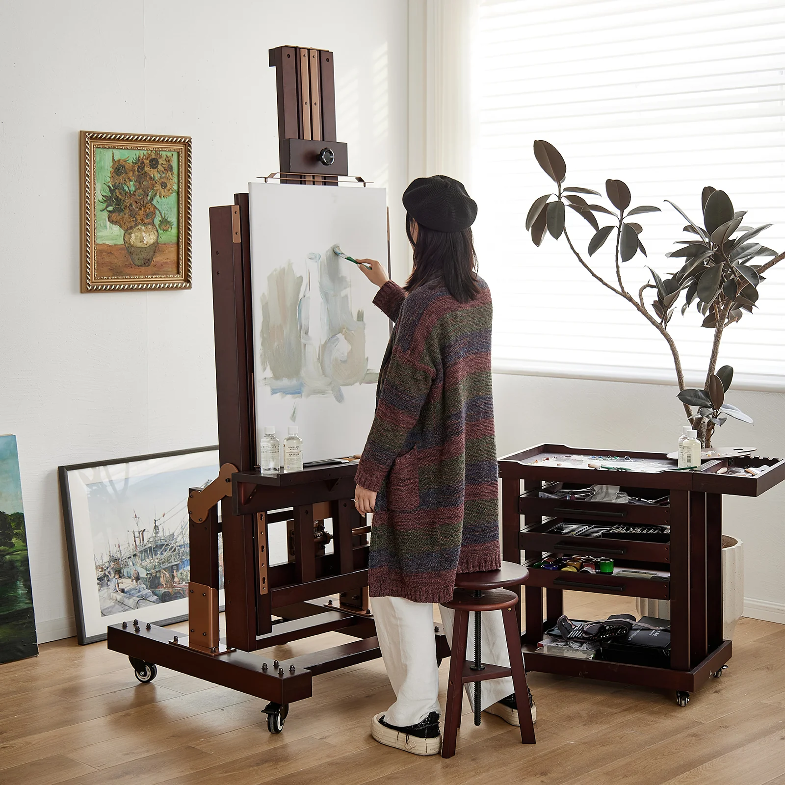 MEEDEN Pro Semi-Automatic Adjustable Large Capacity Mechanized Artwork Easel - DHJ-5 - Image 3