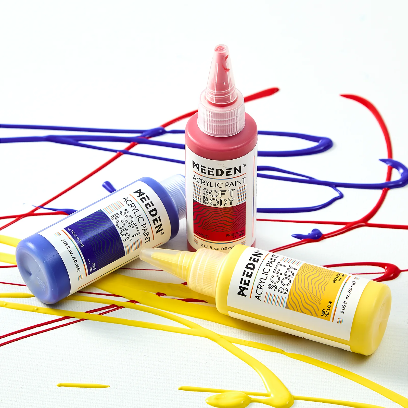 MEEDEN Soft Body Acrylic Paints Set, 12 Colors x 60ml/2oz - Image 7