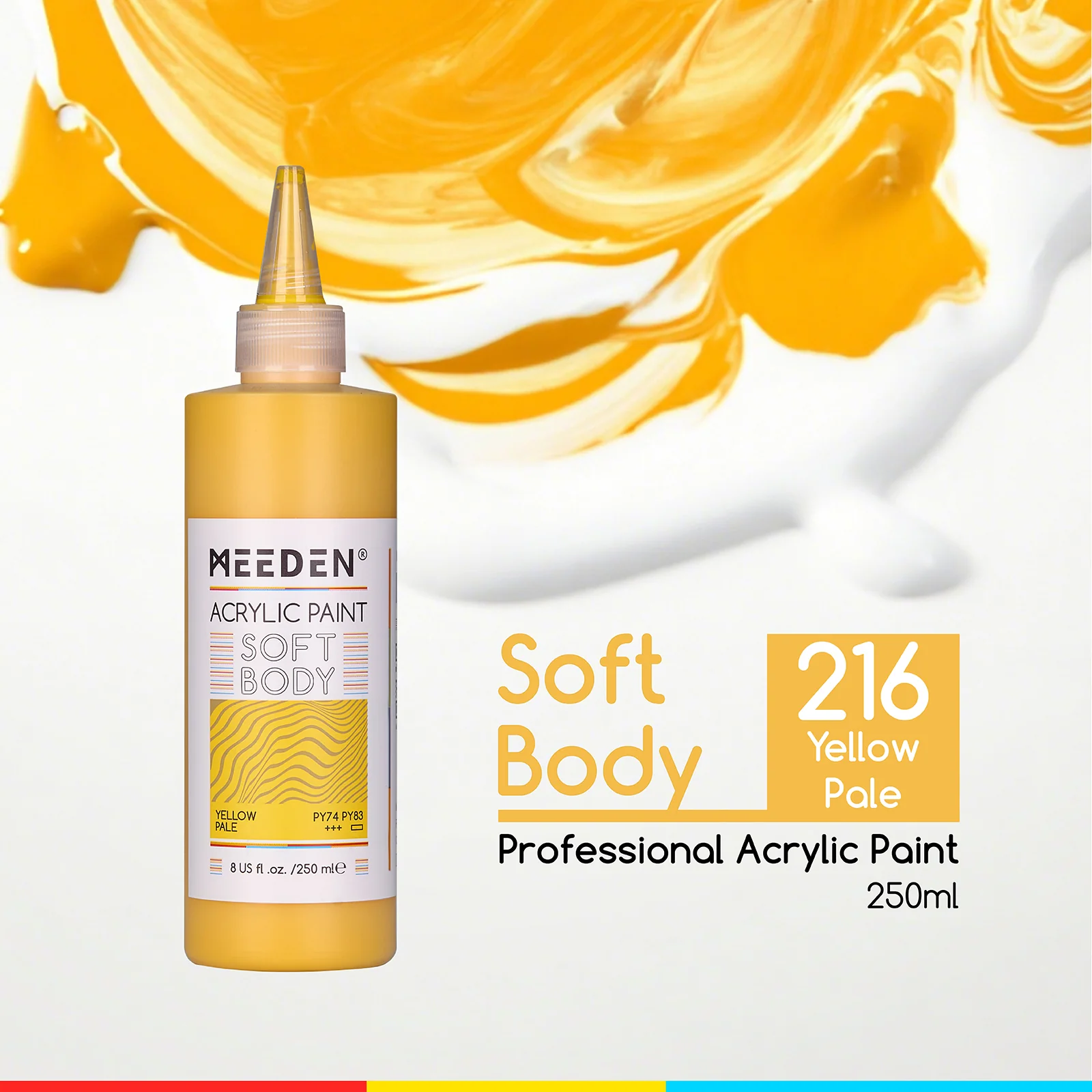 MEEDEN Soft Body Acrylic Paints Set, 37 Colors x 250ml/8.45oz - Image 13