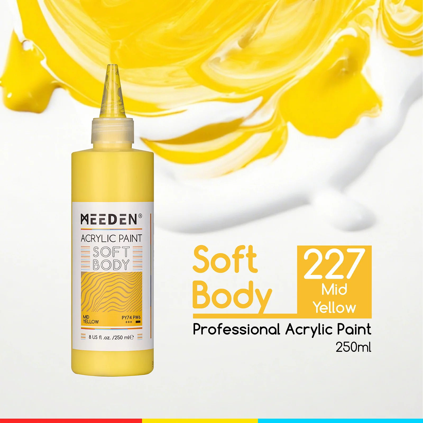 MEEDEN Soft Body Acrylic Paints Set, 37 Colors x 250ml/8.45oz - Image 17