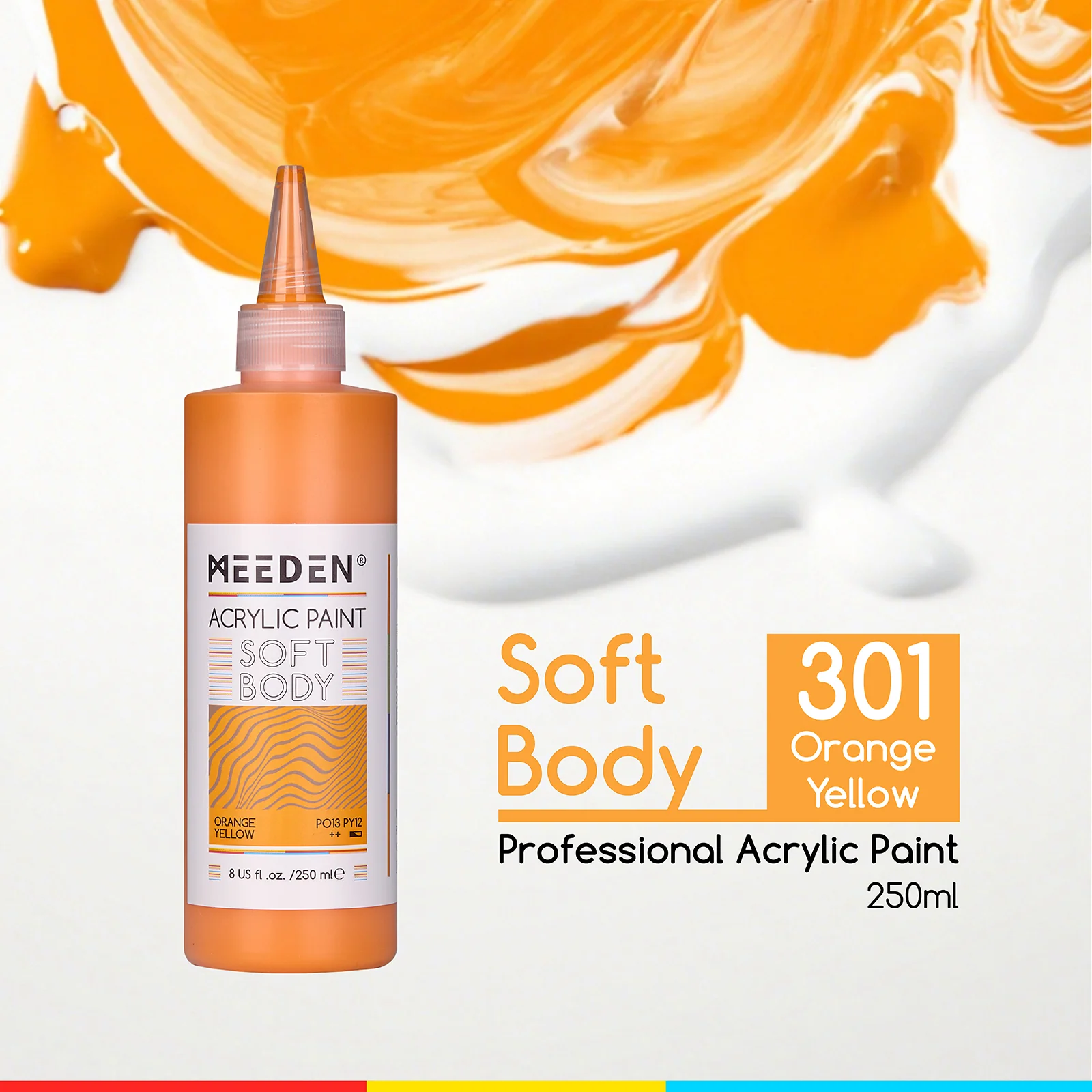 MEEDEN Soft Body Acrylic Paints Set, 37 Colors x 250ml/8.45oz - Image 19