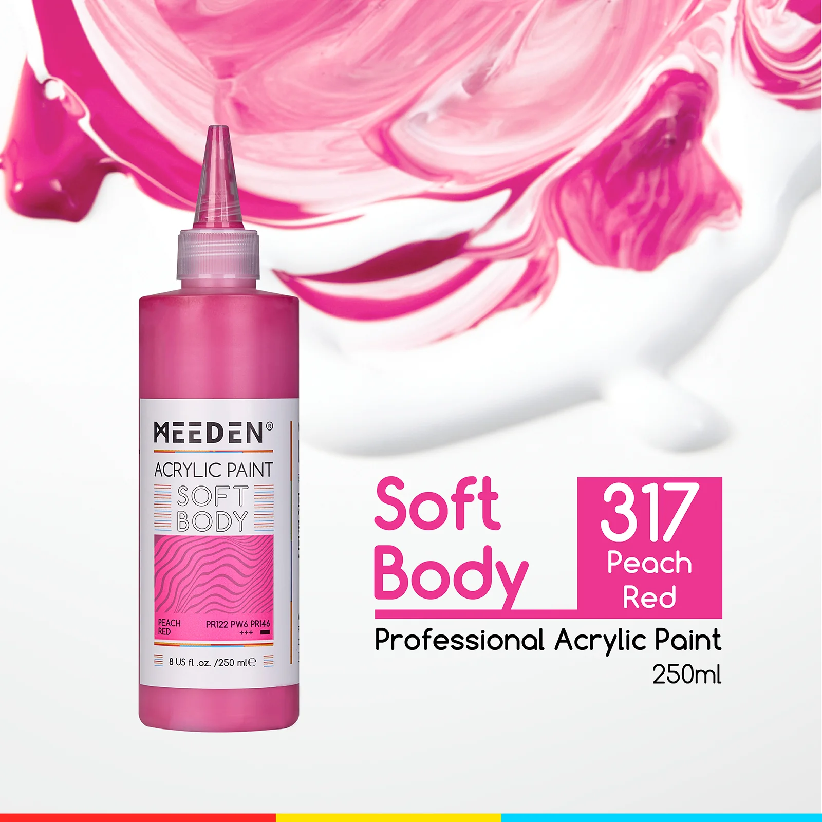MEEDEN Soft Body Acrylic Paints Set, 37 Colors x 250ml/8.45oz - Image 29
