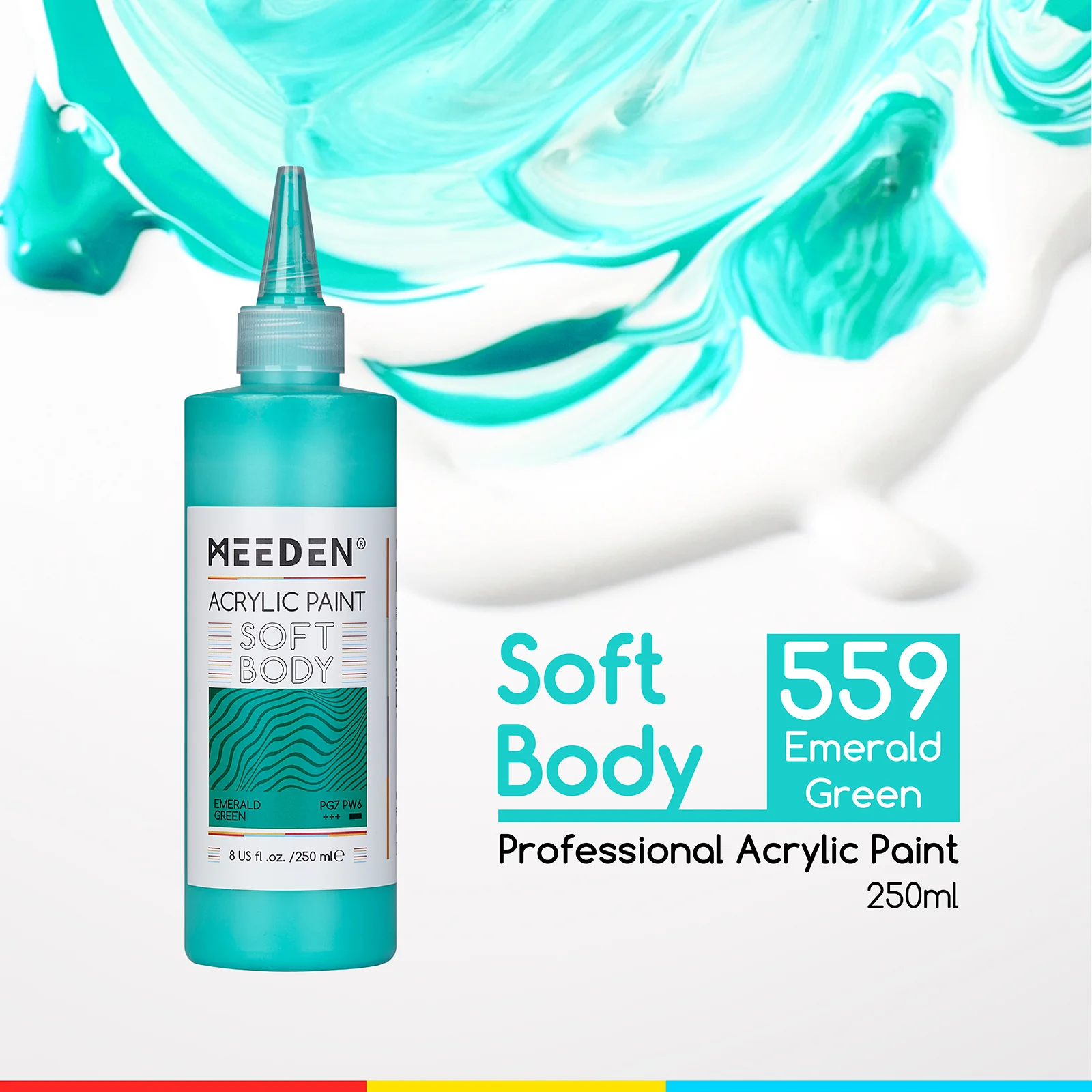 MEEDEN Soft Body Acrylic Paints Set, 37 Colors x 250ml/8.45oz - Image 53