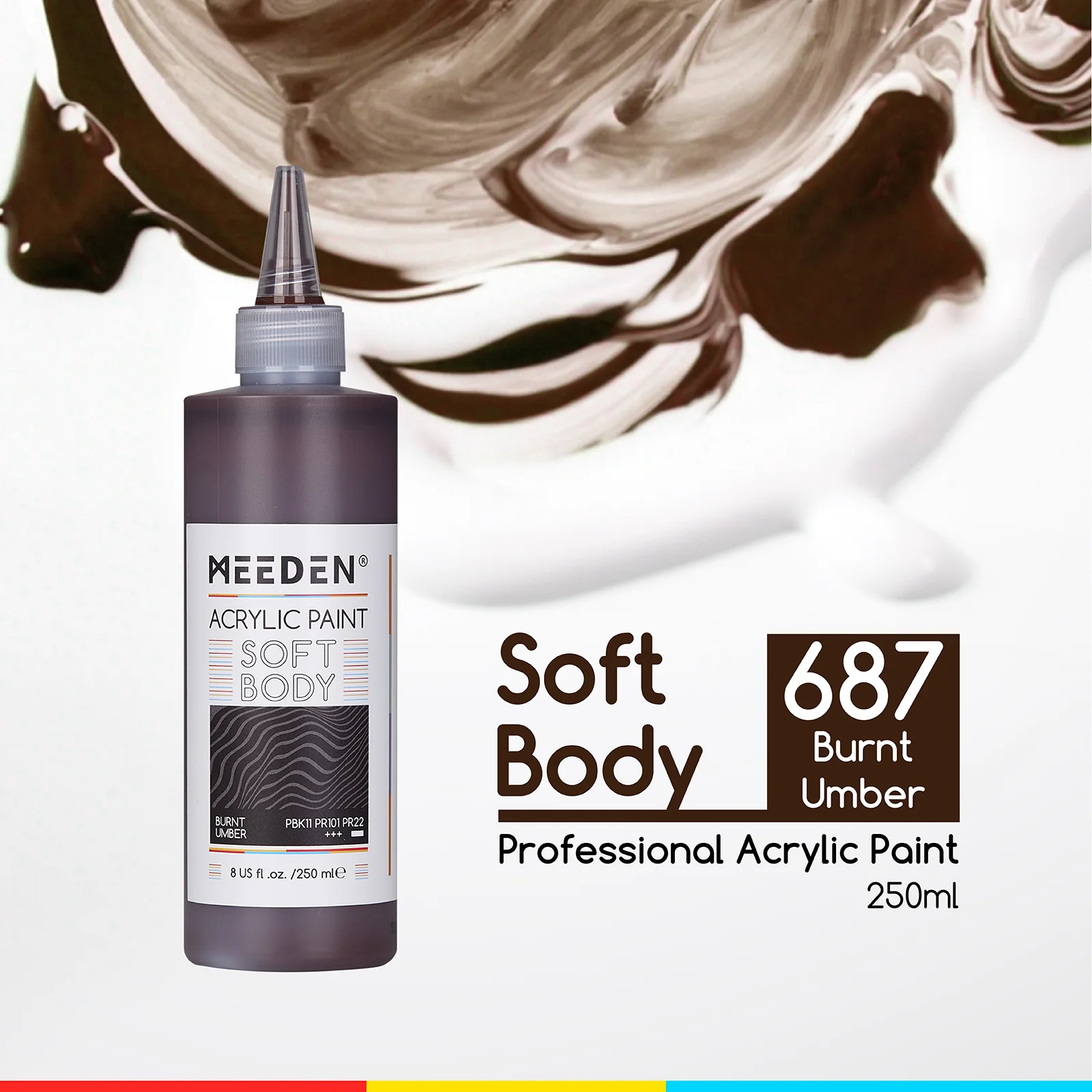 MEEDEN Soft Body Acrylic Paints Set, 37 Colors x 250ml/8.45oz - Image 69