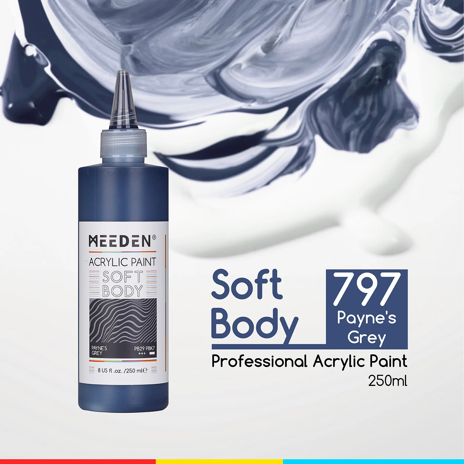 MEEDEN Soft Body Acrylic Paints Set, 37 Colors x 250ml/8.45oz - Image 79