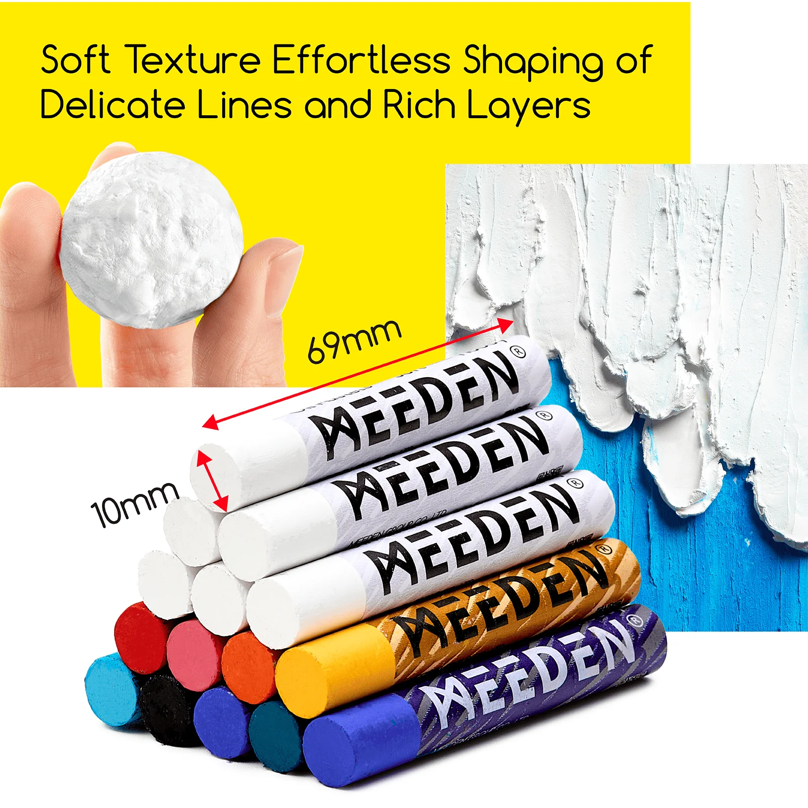 MEEDEN Soft White Oil Pastels: 6 Pcs - Image 3