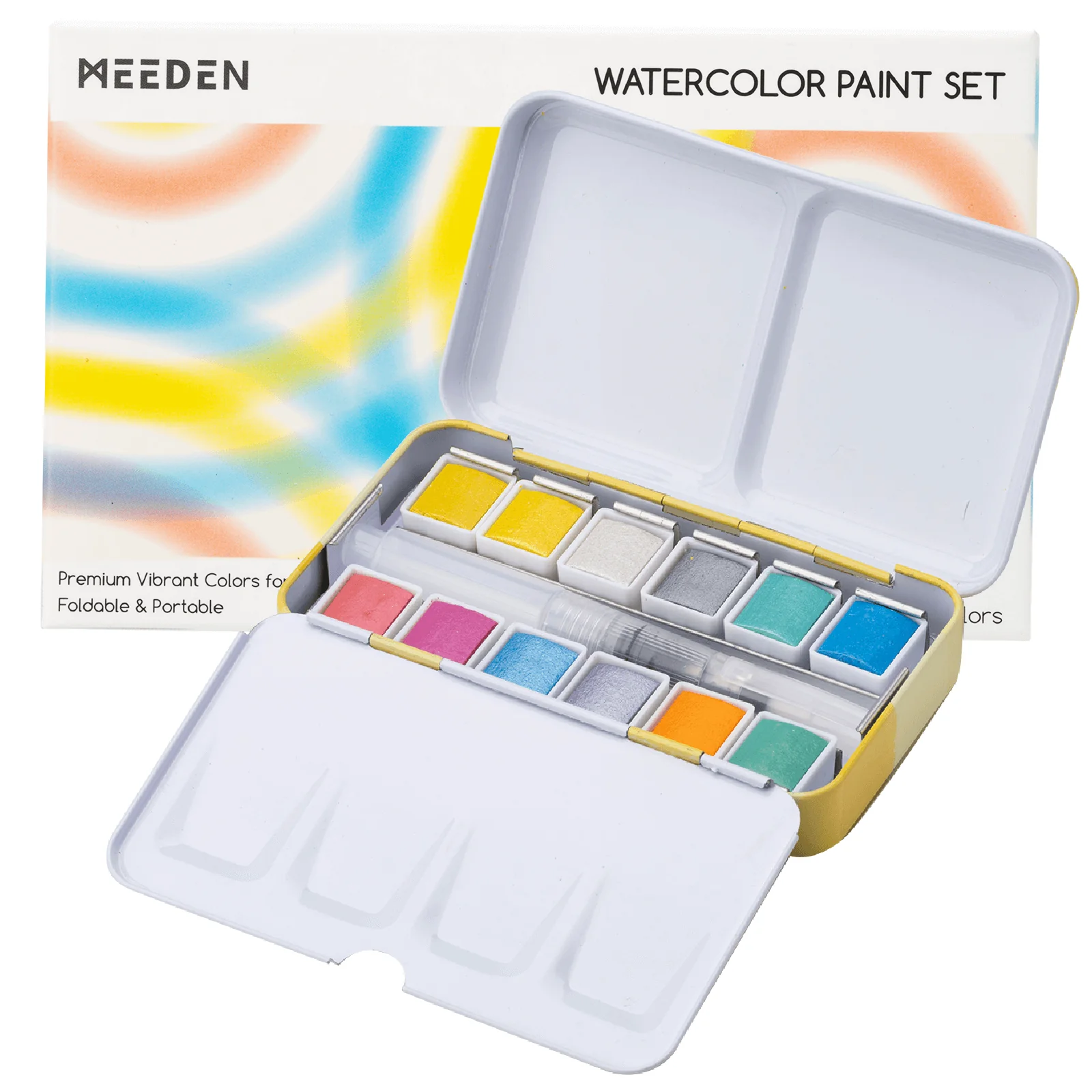 MEEDEN 12 Colors Watercolor Paint Set, Travel Watercolor Set with Brush in Half Pans - Image 2