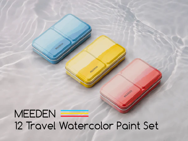 MEEDEN 12 Colors Watercolor Paint Set, Travel Watercolor Set with Brush in Half Pans - Image 20