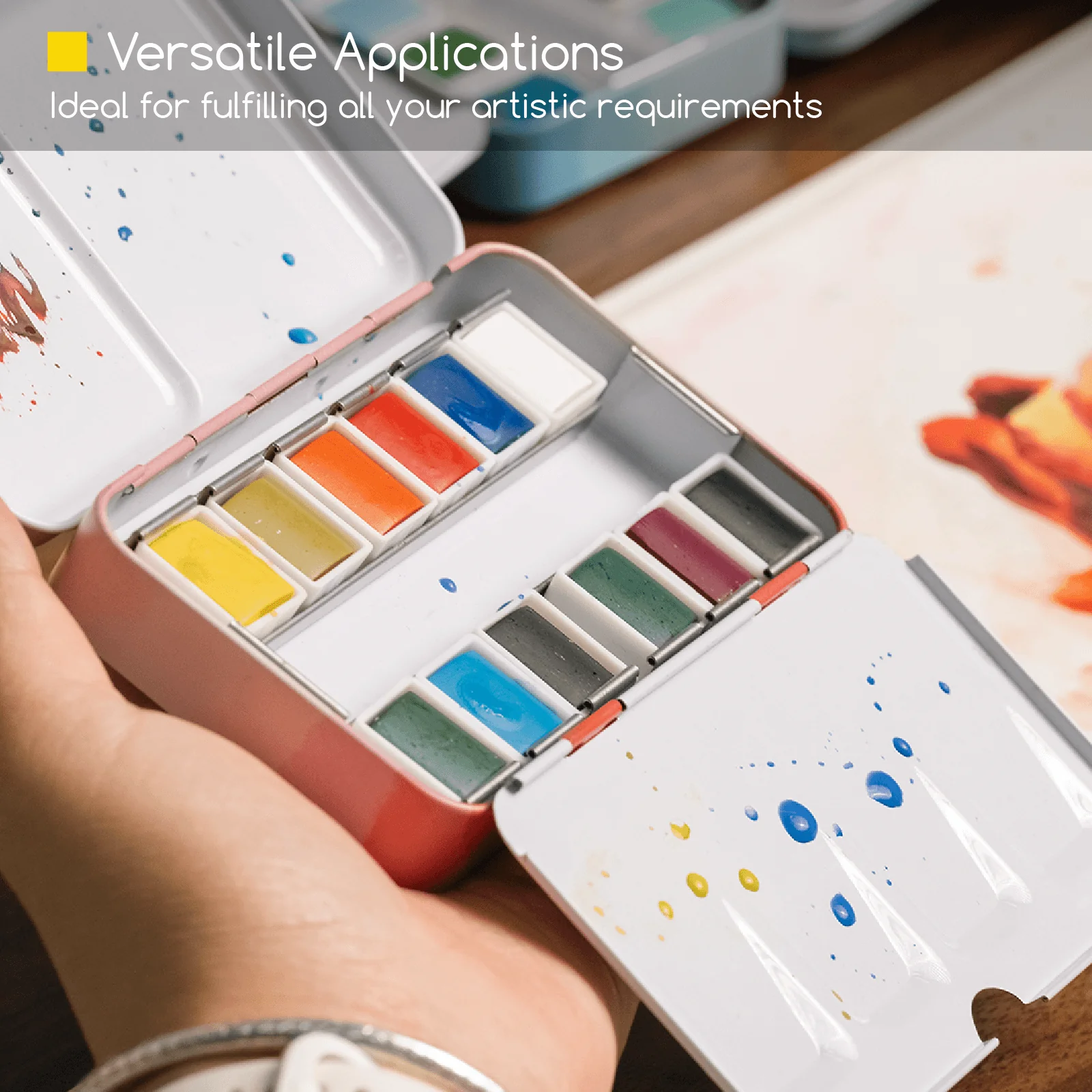 MEEDEN 12 Colors Watercolor Paint Set, Travel Watercolor Set with Brush in Half Pans - Image 8