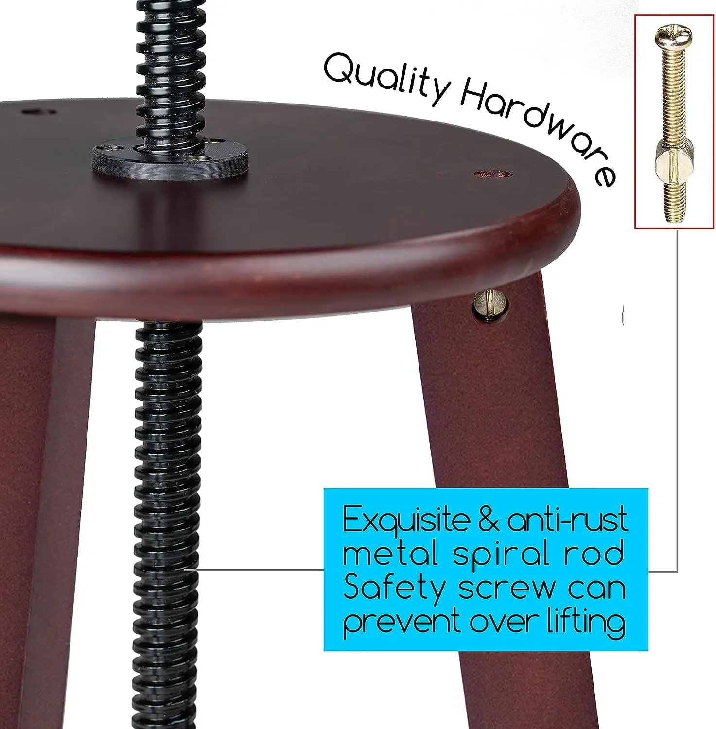 MEEDEN Wooden Drafting Stool with Adjustable Height-Dark Walnut-G-005 - Image 7
