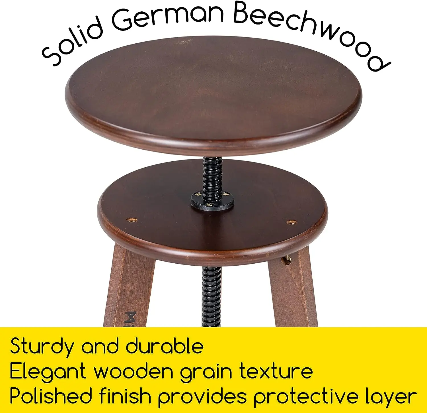 MEEDEN Wooden Drafting Stool with Adjustable Height-Walnut-G-005 - Image 5