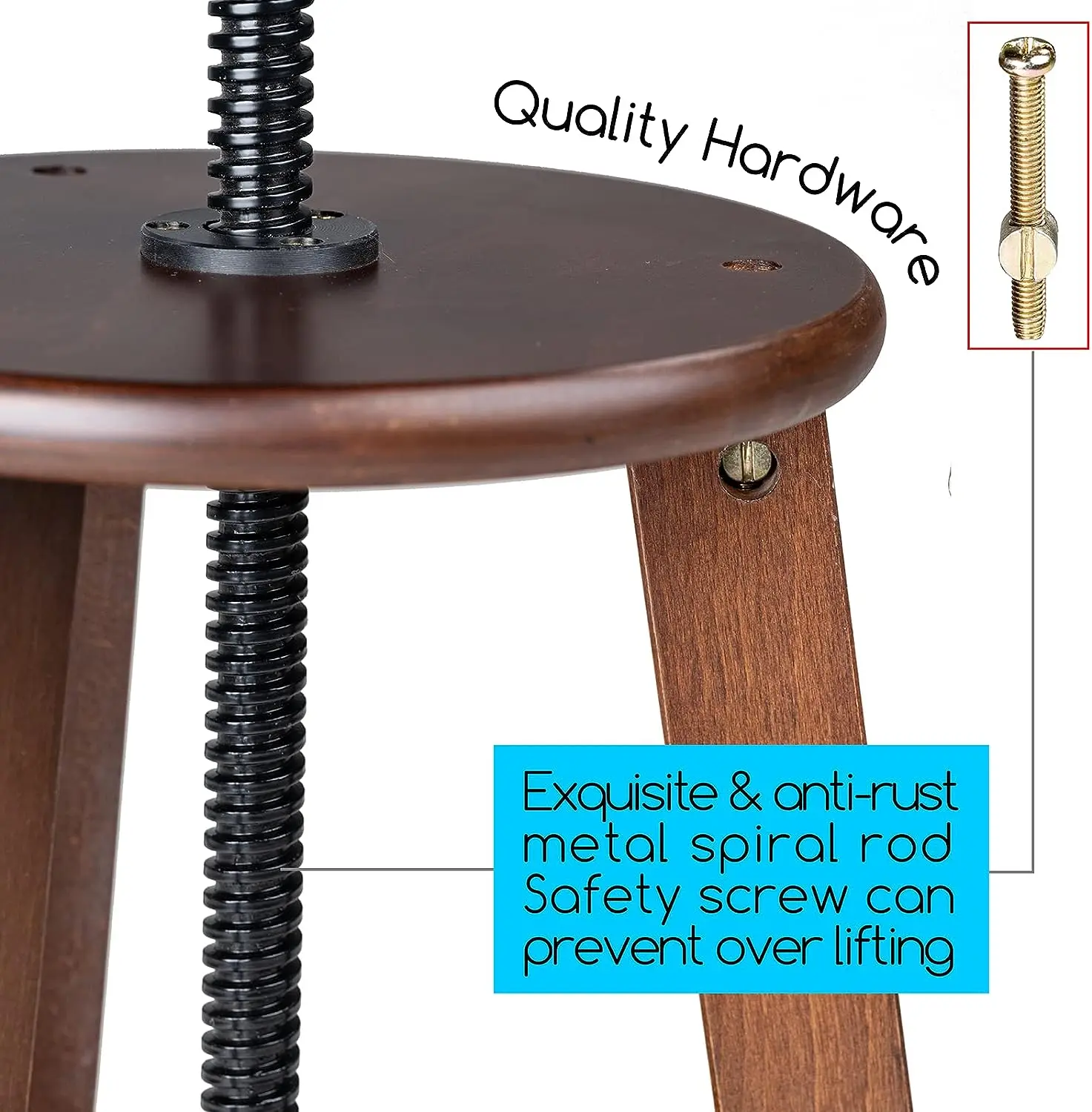MEEDEN Wooden Drafting Stool with Adjustable Height-Walnut-G-005 - Image 7