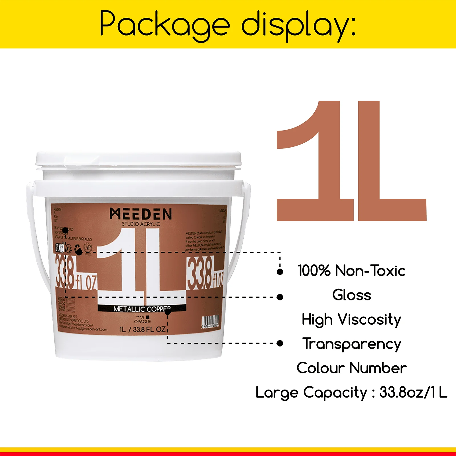 MEEDEN Studio Acrylic Paint,  Metallic Copper Acrylic Paint, 1 L / 33.8 oz - Image 5