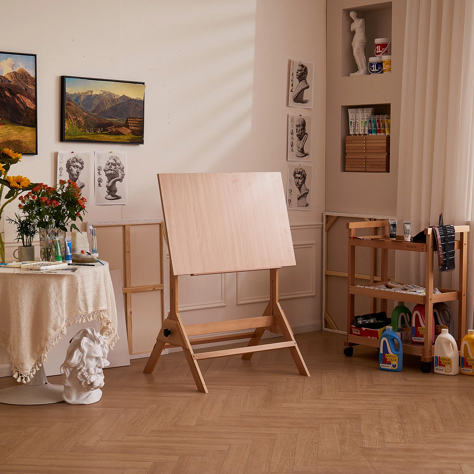 MEEDEN Adjustable Wooden Drafting Table, Natural-XSZ-2 - Image 5