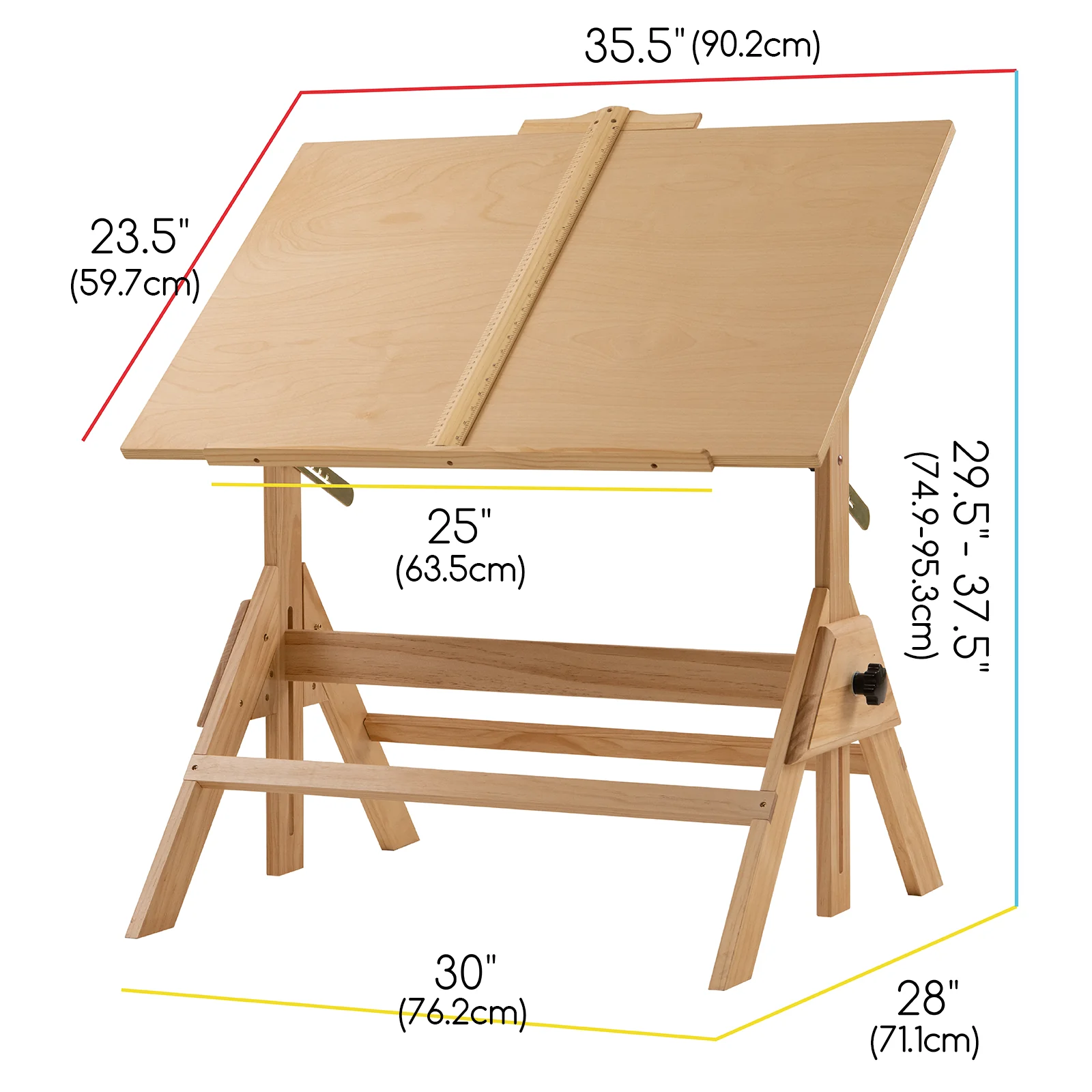 MEEDEN Adjustable Wooden Drafting Table, Natural-XSZ-2 - Image 9