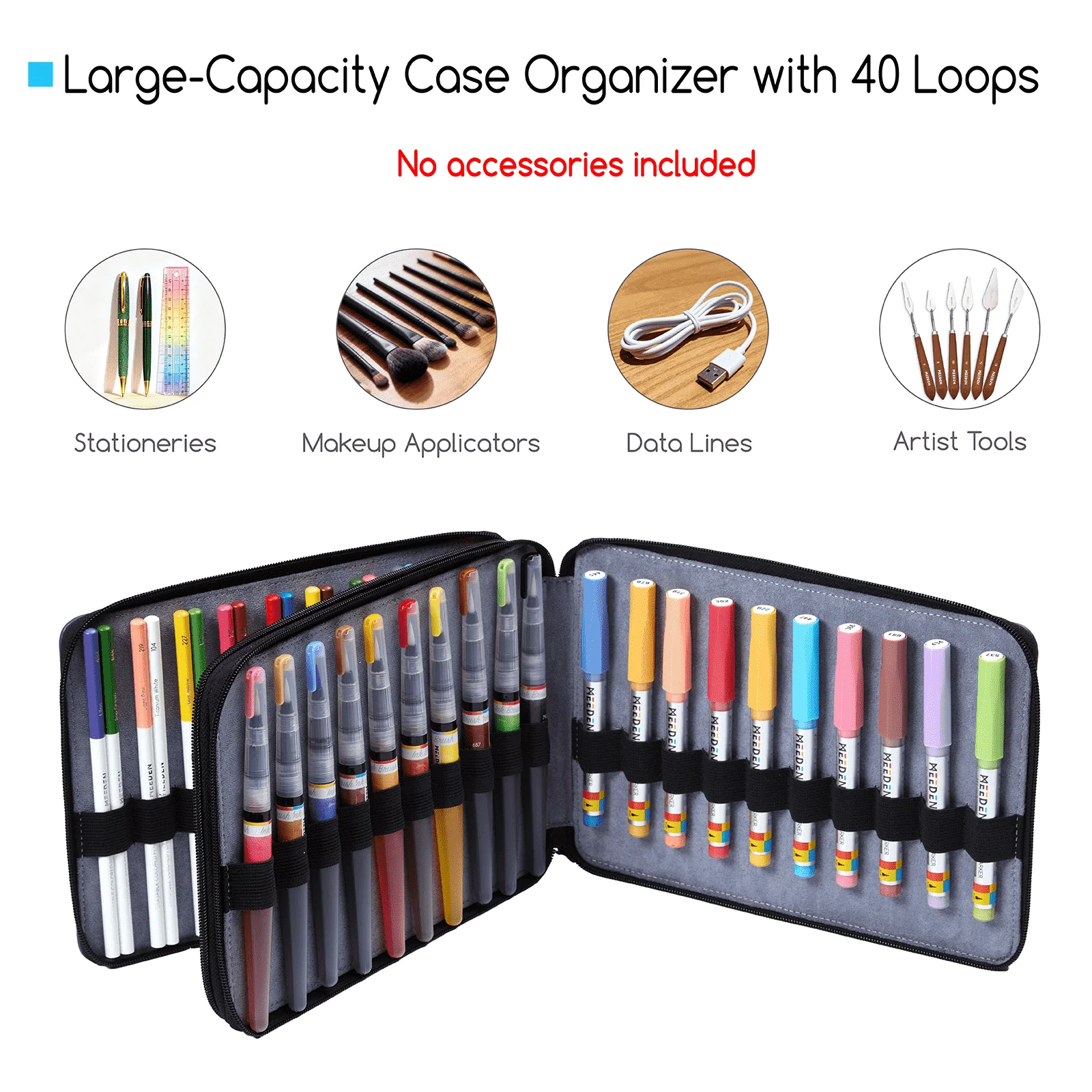 MEEDEN Leather Tri-Layer Brush/Pencil/Marker Organizer Case - Image 6