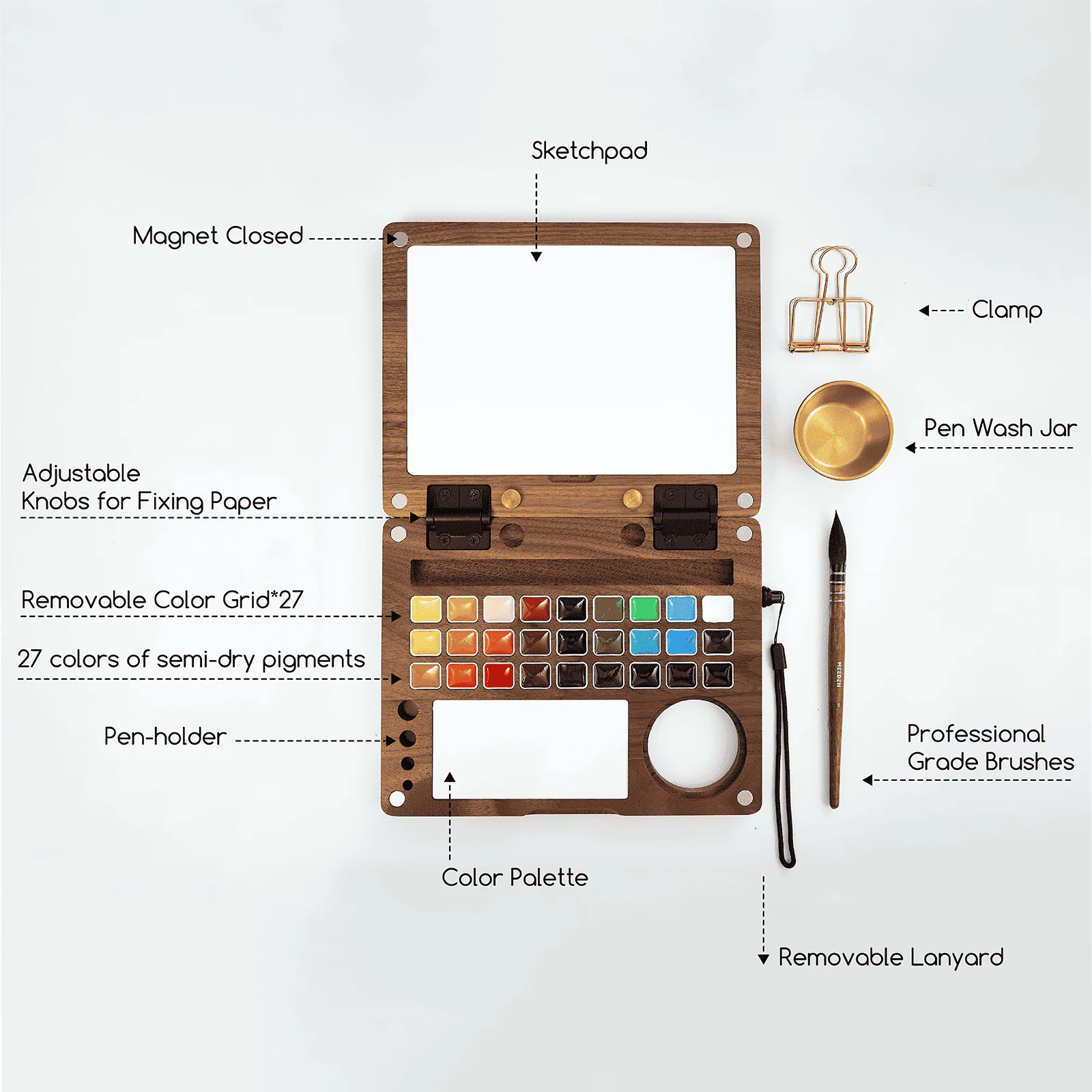 MEEDEN Premium Artist-Grade Watercolor Set - Luxury 27 Color Collection with Black Walnut Case - Image 7