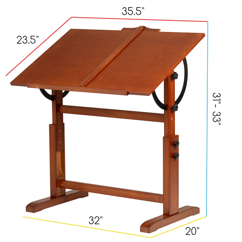 MEEDEN Vintage Adjustable Wooden Drafting Table , Dark Walnut-XSZ-4 - Image 10