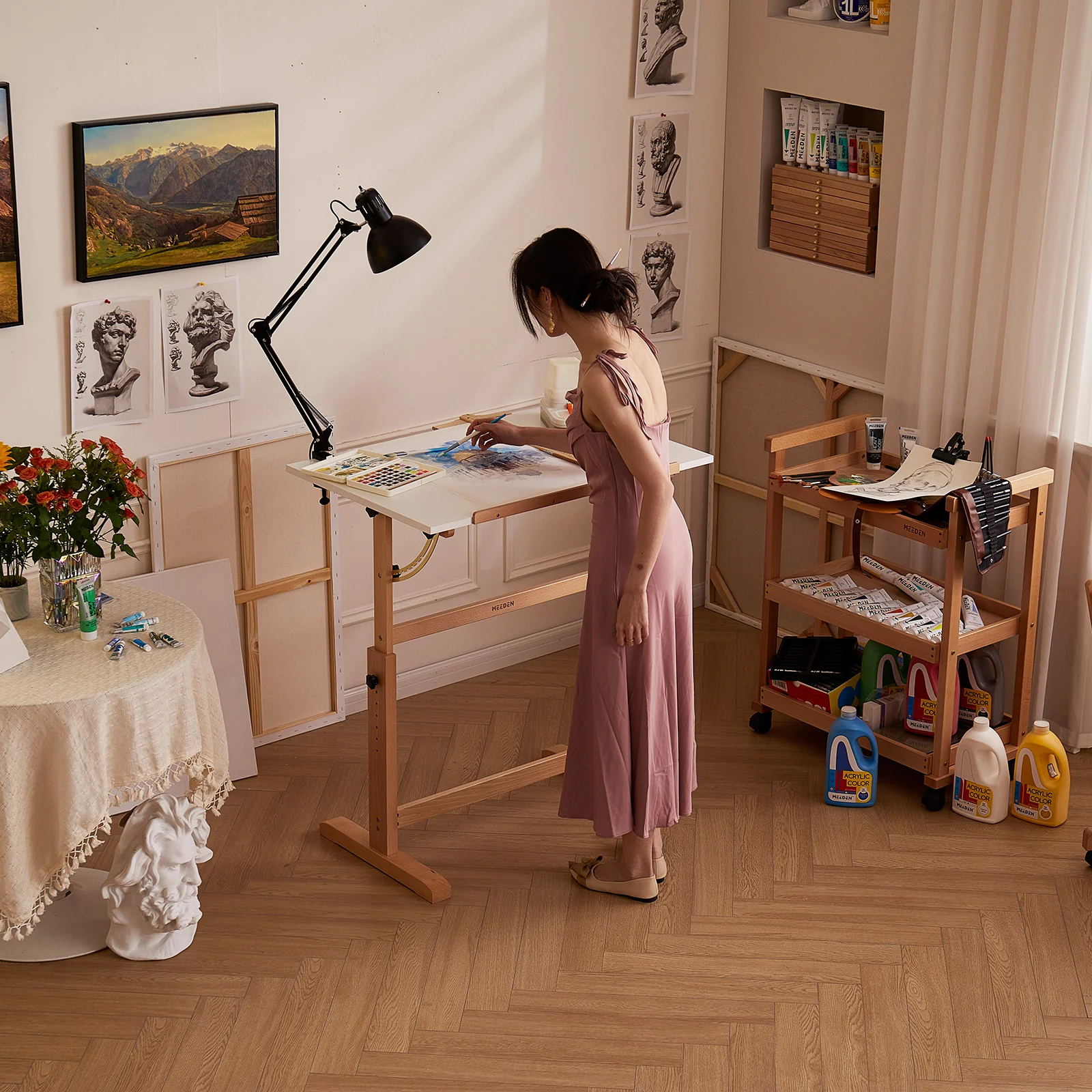 MEEDEN Adjustable Wooden Drafting Table, White-XSZ-5 - Image 6
