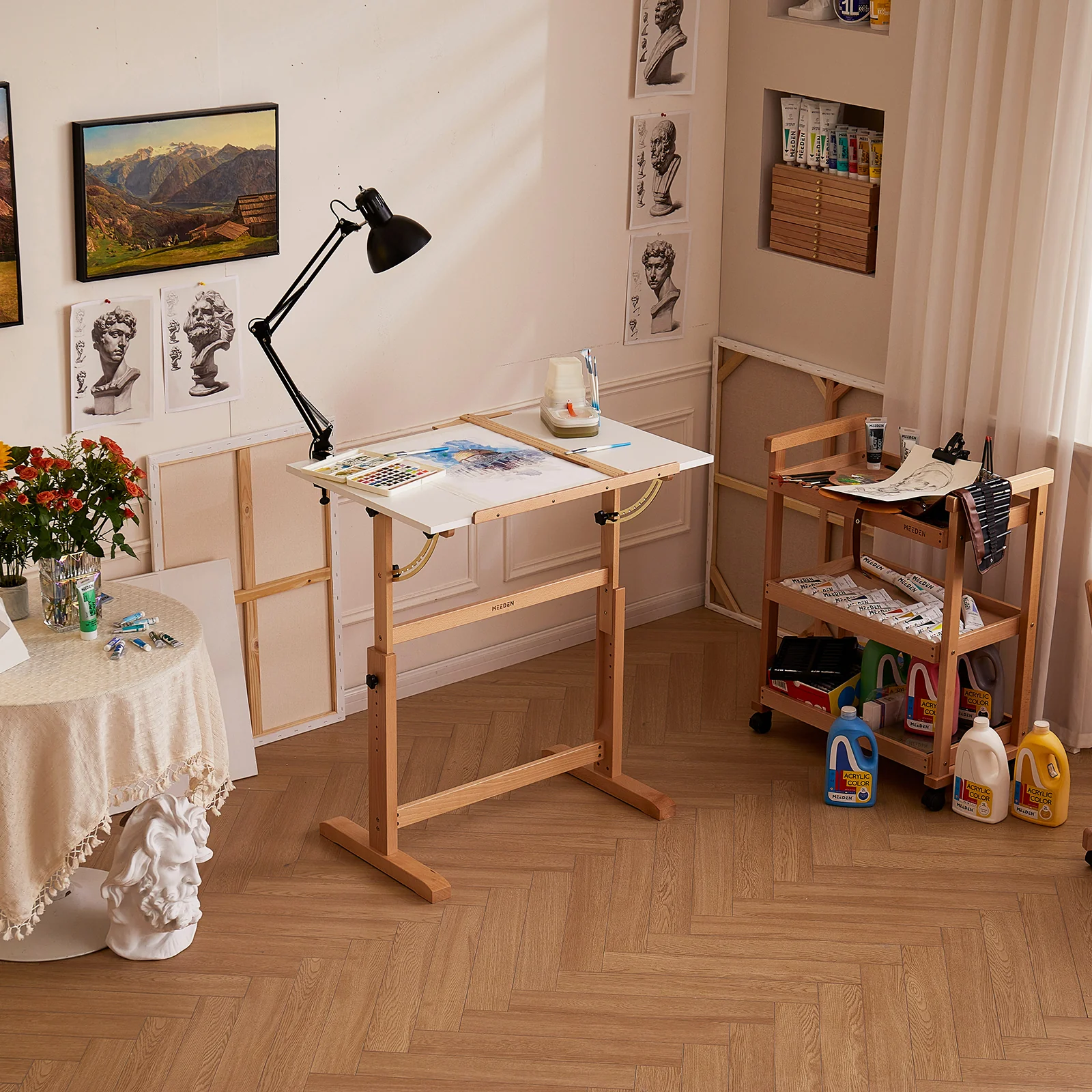 MEEDEN Adjustable Wooden Drafting Table, White-XSZ-5 - Image 7