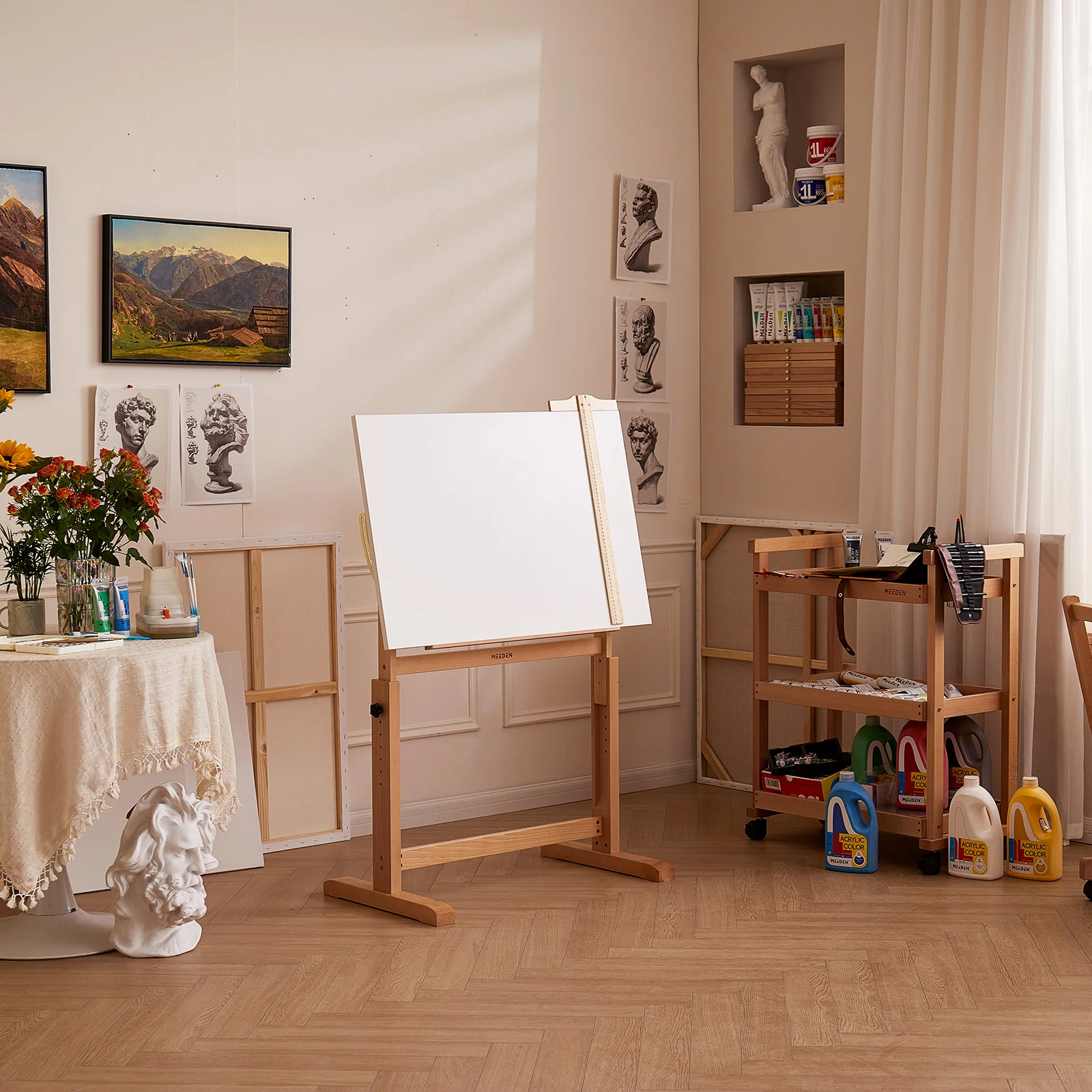 MEEDEN Adjustable Wooden Drafting Table, White-XSZ-5 - Image 9