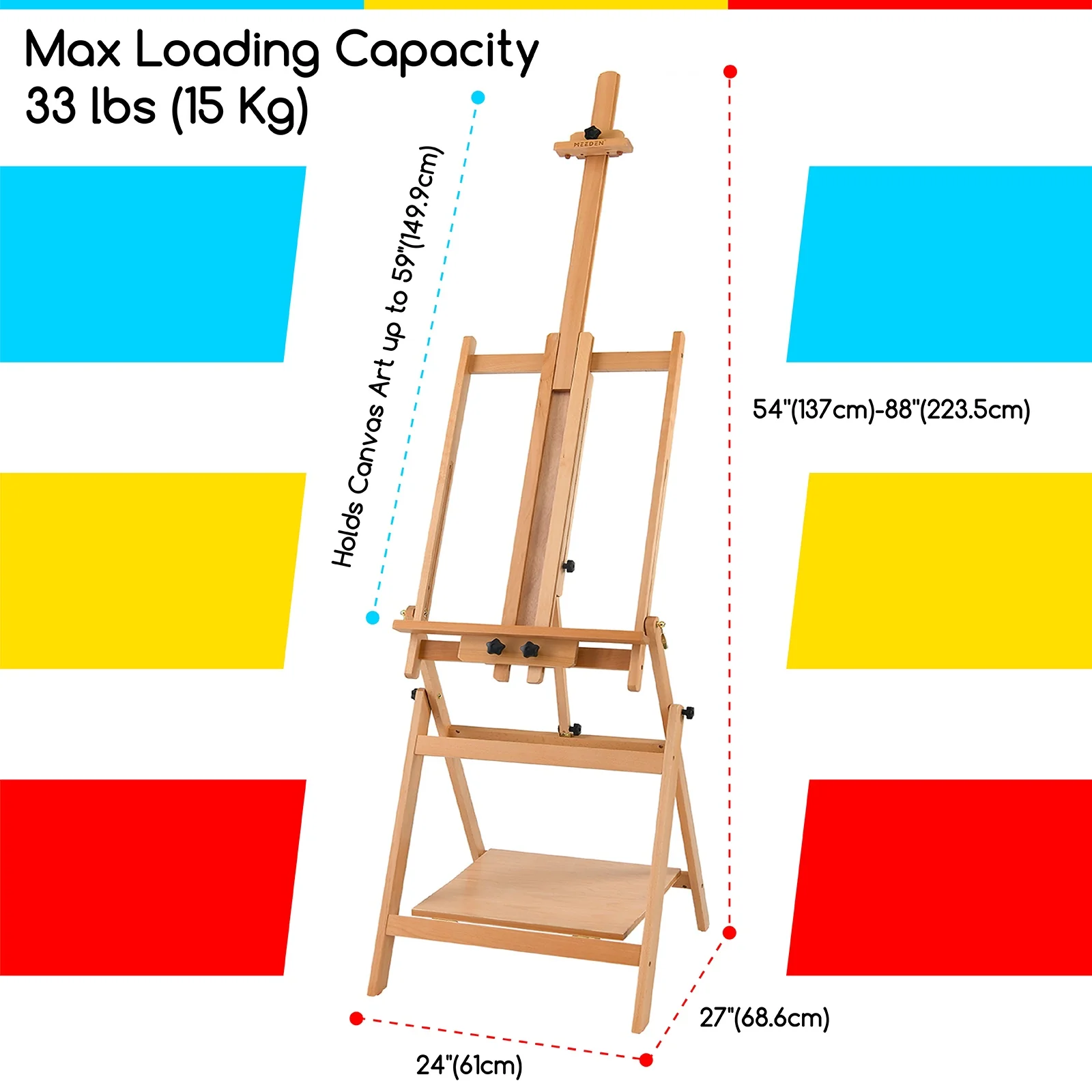 MEEDEN Adjustable Large H-Frame Art Easel Stand-W10B - Image 3
