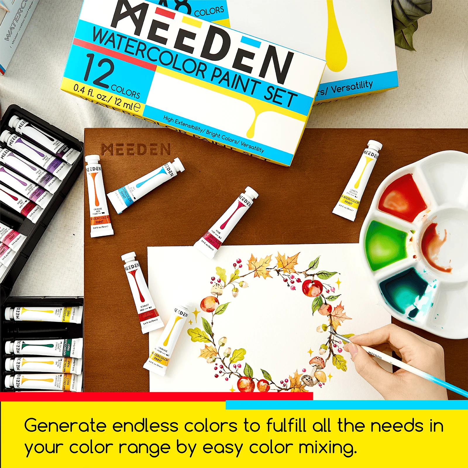 MEEDEN Watercolor Paint Set, 12 Tubes, 12 ml / 0.41 oz - Image 6