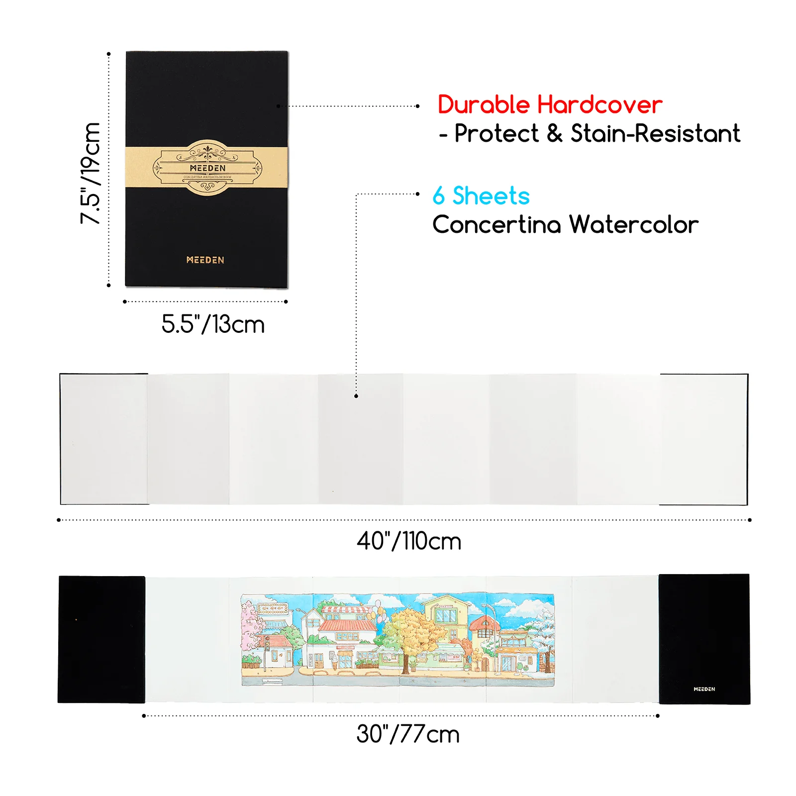 MEEDEN Portable Watercolor Paper Sketchbook - Image 2