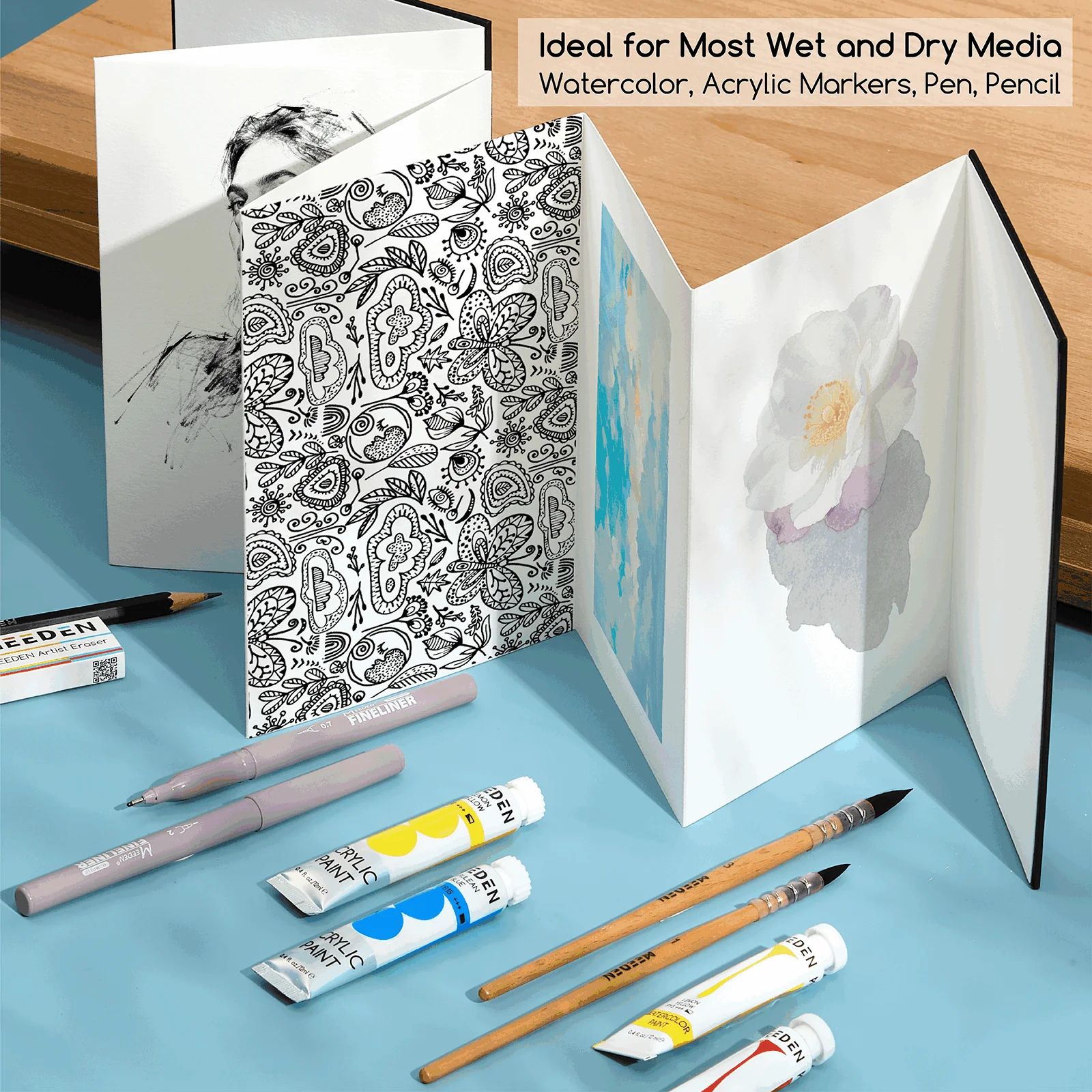 MEEDEN Portable Watercolor Paper Sketchbook - Image 6