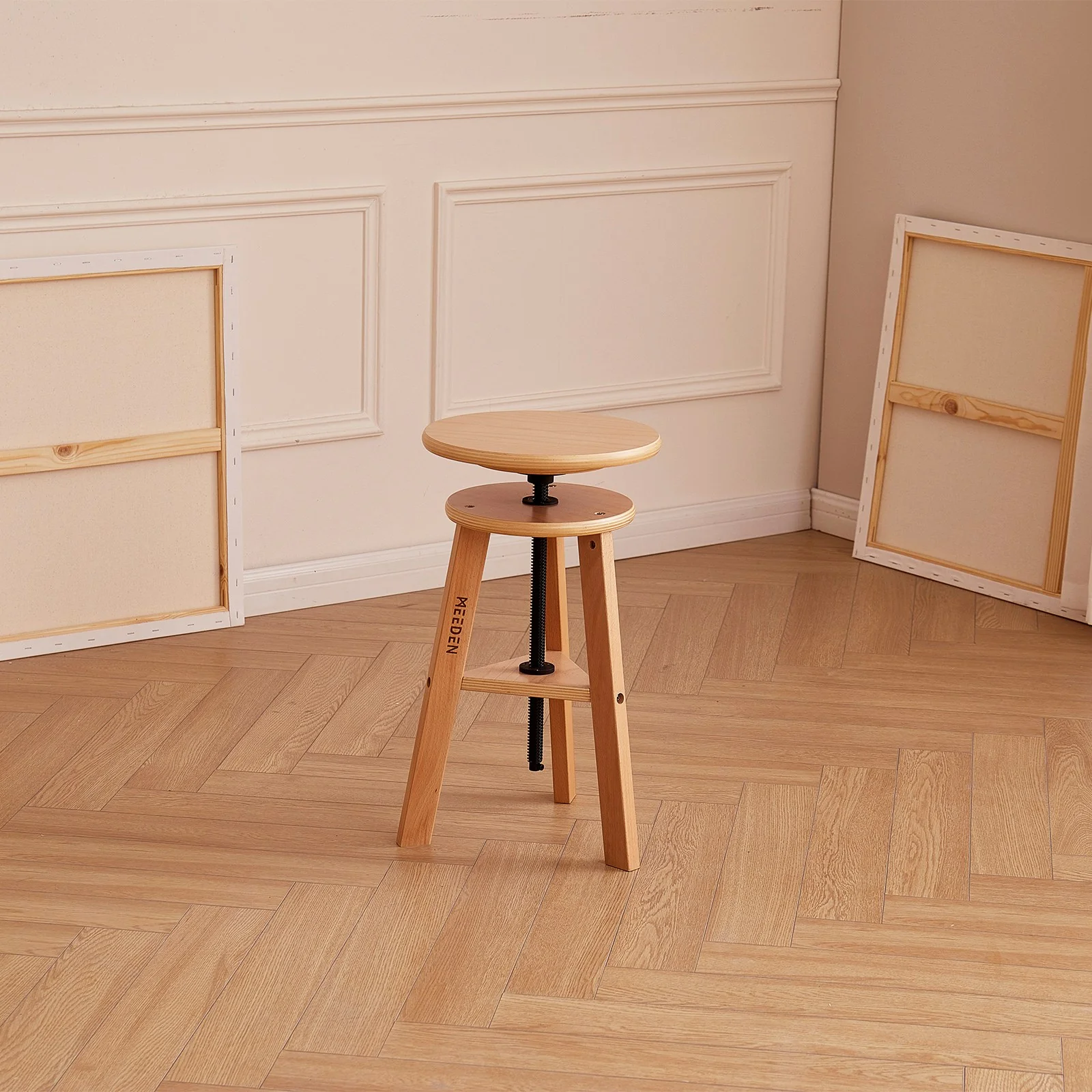 MEEDEN Wooden Drafting Stool with Adjustable Height-Natural-G-005 - Image 2