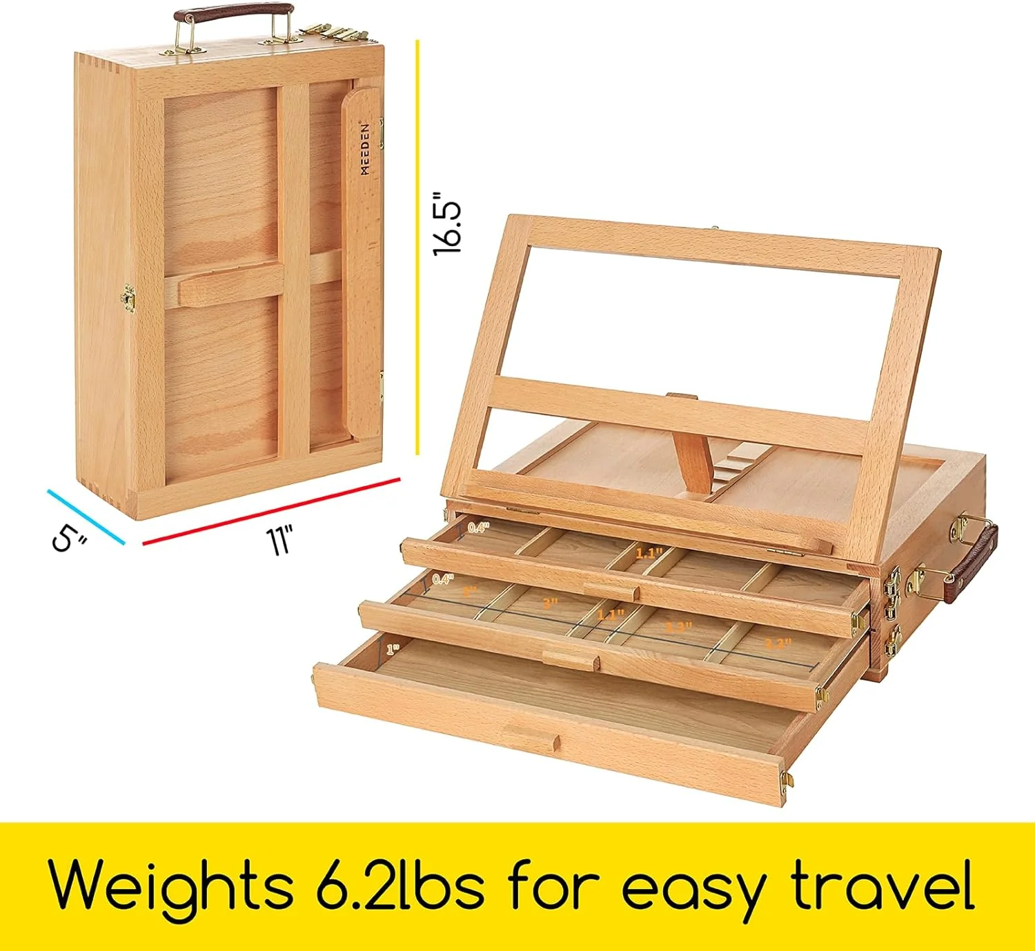 MEEDEN Large Adjustable Artist Tabletop Easel Sketchbox-XHH-03 - Image 3