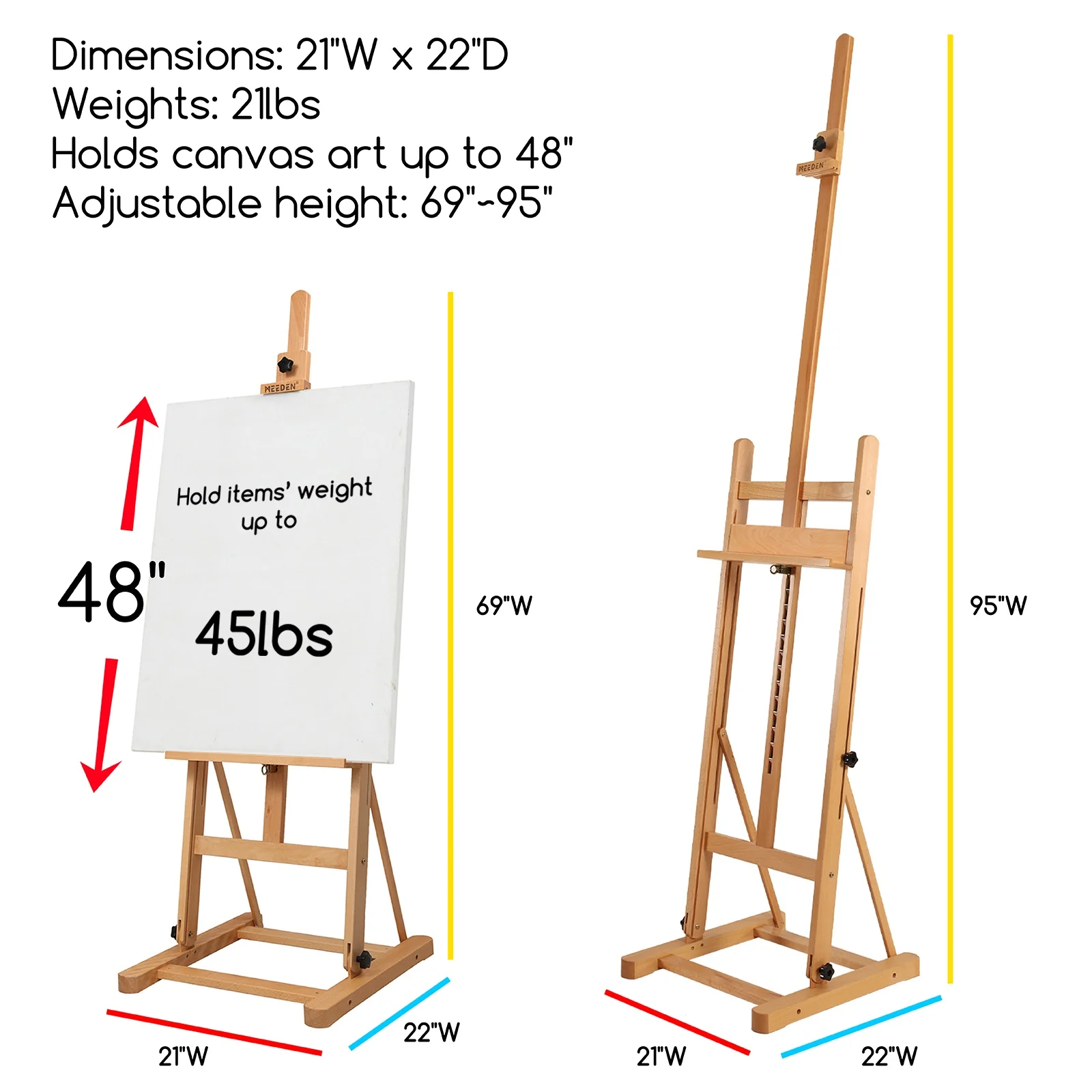 MEEDEN Solid Beechwood H-Frame Art Easel Stand-W02B - Image 5