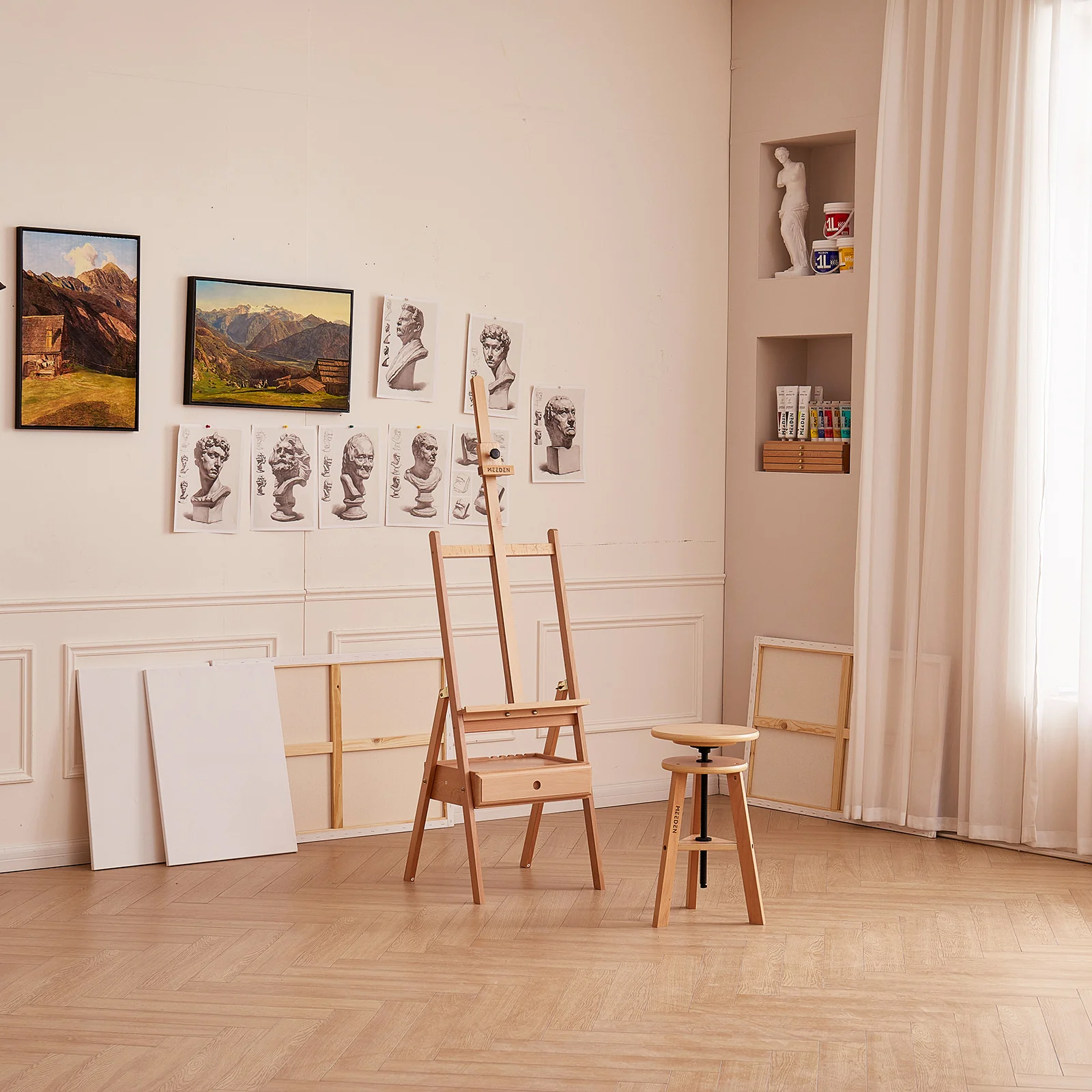 MEEDEN Studio H-Frame Floor Easel with Storage Drawer-HJ-1A - Image 2