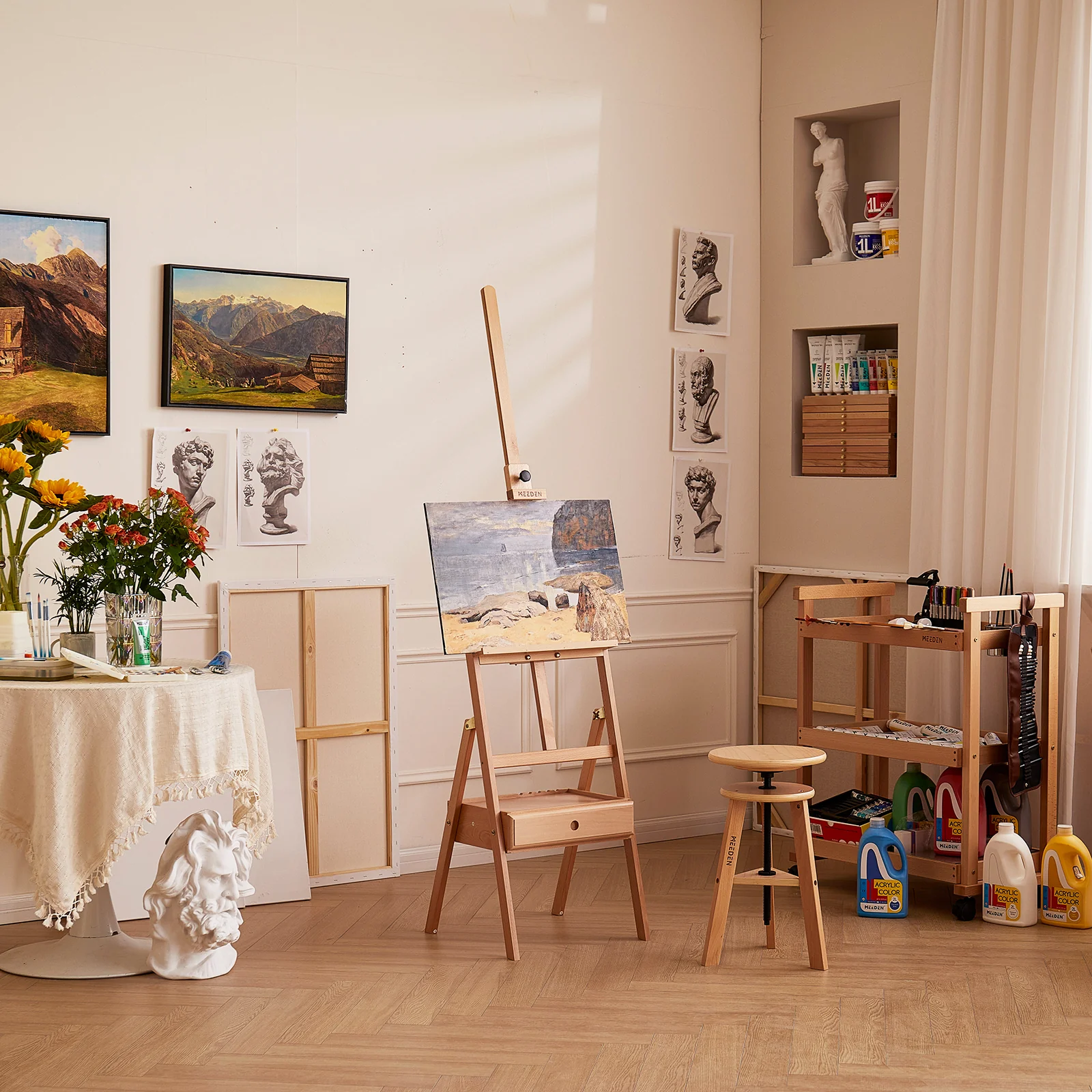 MEEDEN Studio H-Frame Floor Easel with Storage Drawer-HJ-1A - Image 3